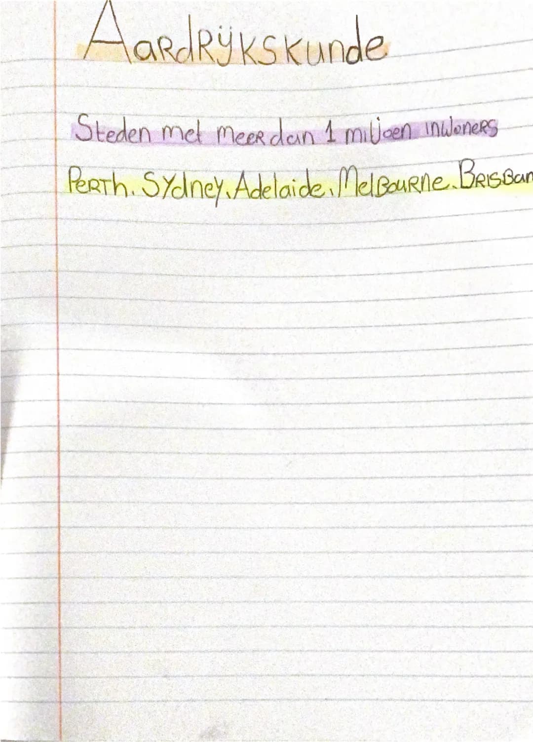 Aardrijkskunde steden Australië 