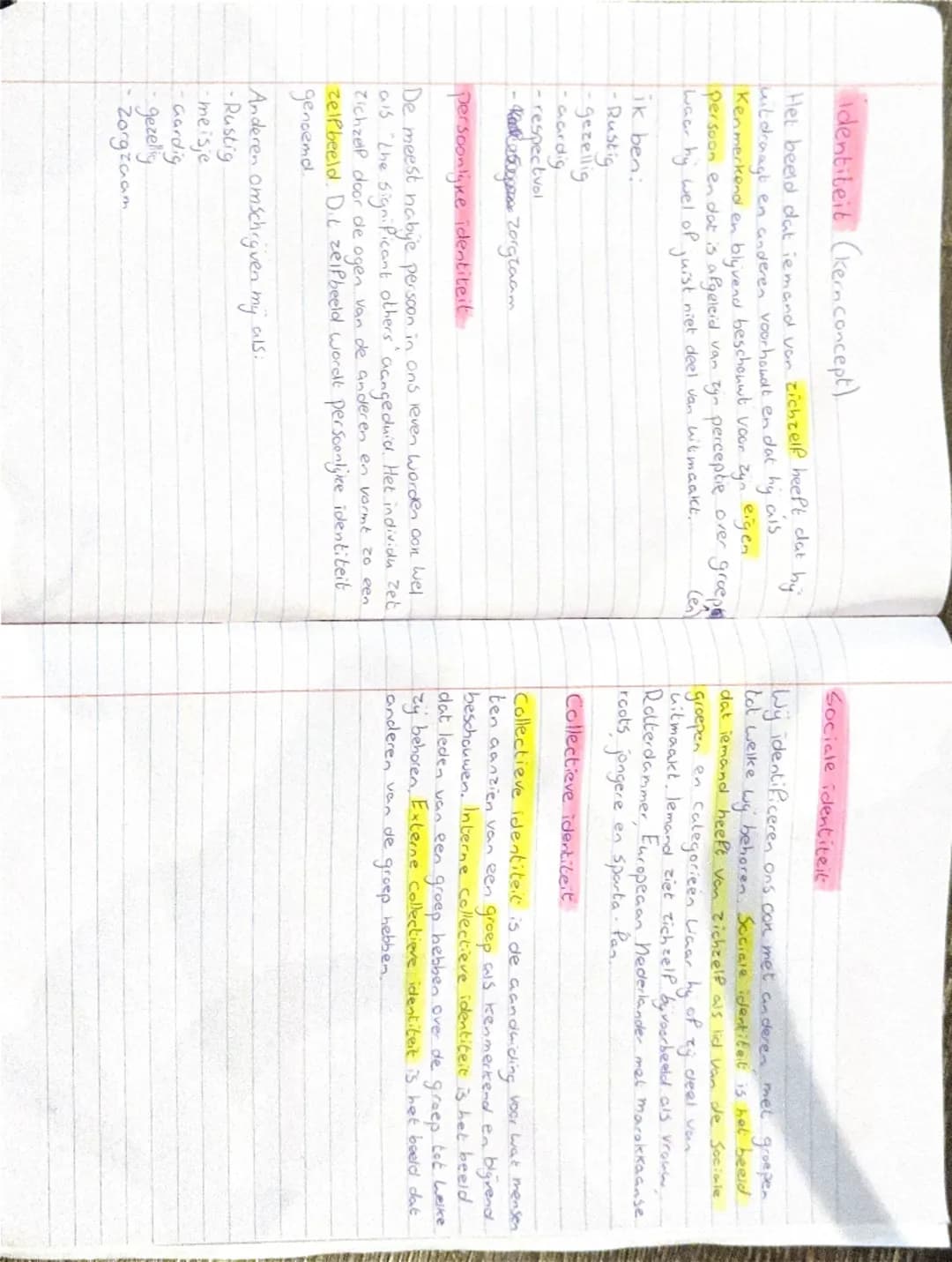 # Identiteit (kernconcept)

Heel based dat iemand van zichzelf heeft dat hij 
wil/hoort ea anderen voorhouden en dat zijn eigen 
groep
Kenme
