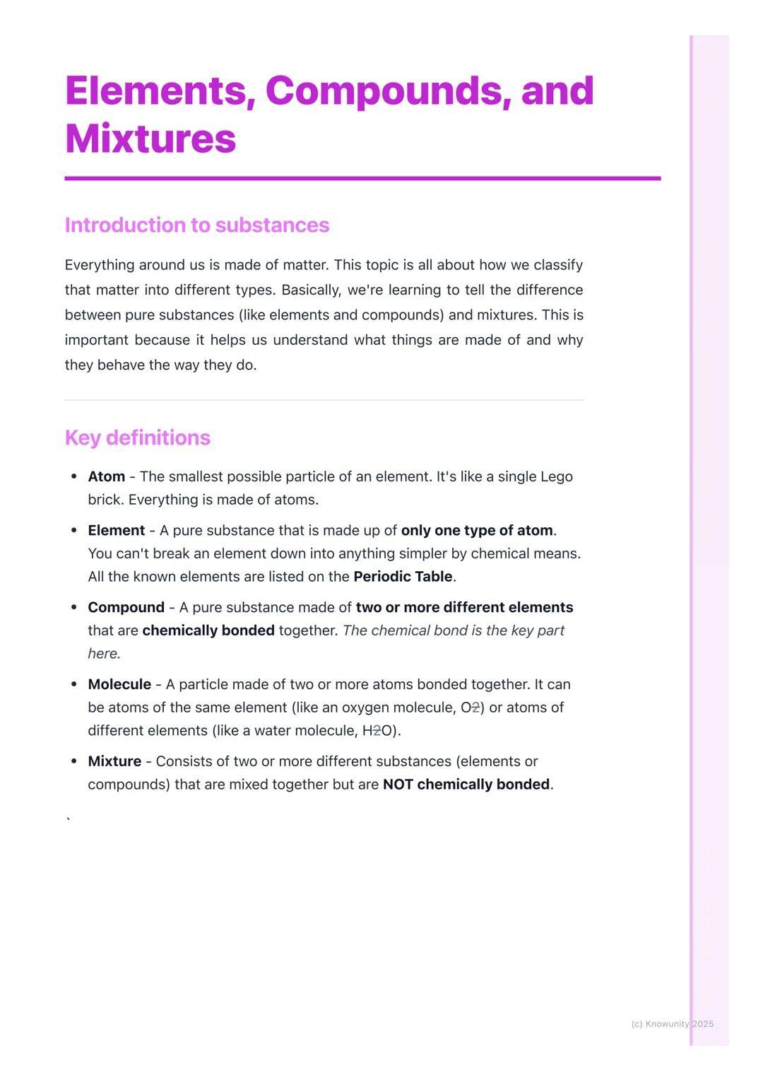 # Elements, Compounds, and
# Mixtures

## Introduction to substances

Everything around us is made of matter. This topic is all about how we