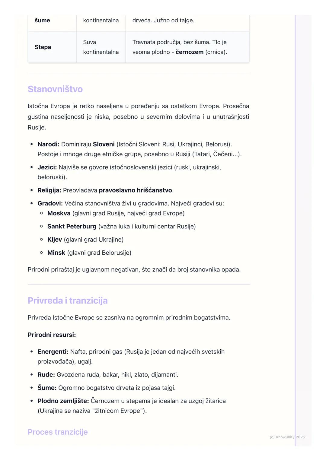 # Opšte karakteristike Istočne
Evrope

Opšte odlike i položaj

Istočna Evropa je najveći region Evrope po površini. Zauzima skoro polovinu
c