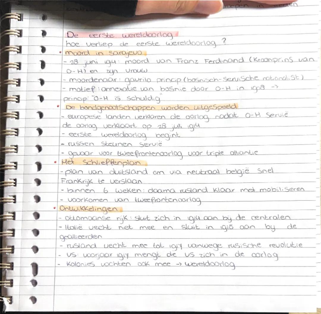 Aantekening 1.3 De eerste wereldoorlog 