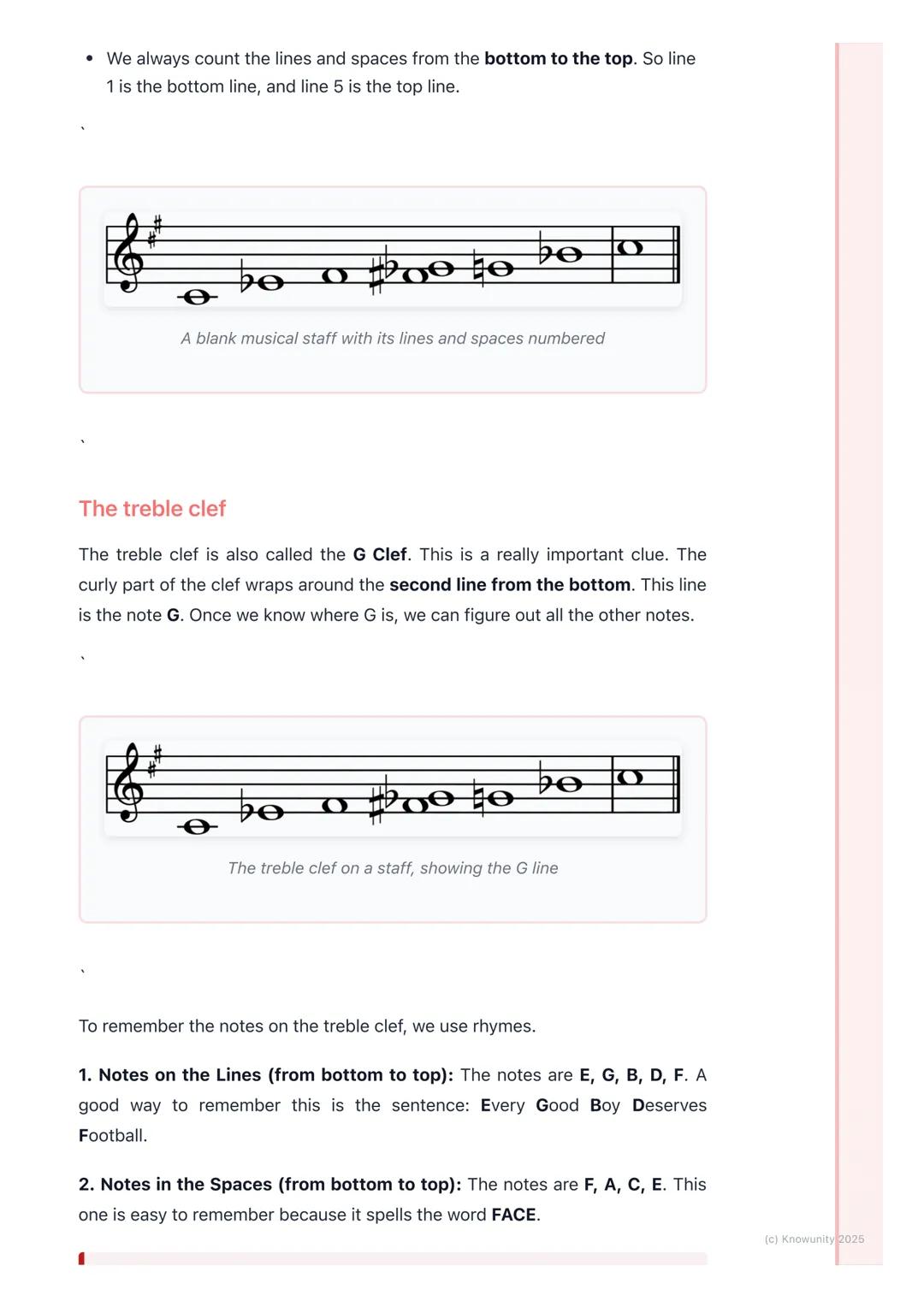 # The Staff and Clefs

Introduction to the staff and clefs

Music is written down so other people can play it. The notes are written on a
se