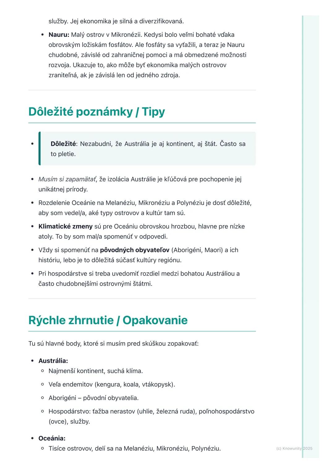 # Austrália a Oceánia

## Prehľad / Úvod

Takže, ideme sa pozrieť na Austráliu a Oceániu. Je to obrovský a veľmi
zaujímavý región, ktorý zah
