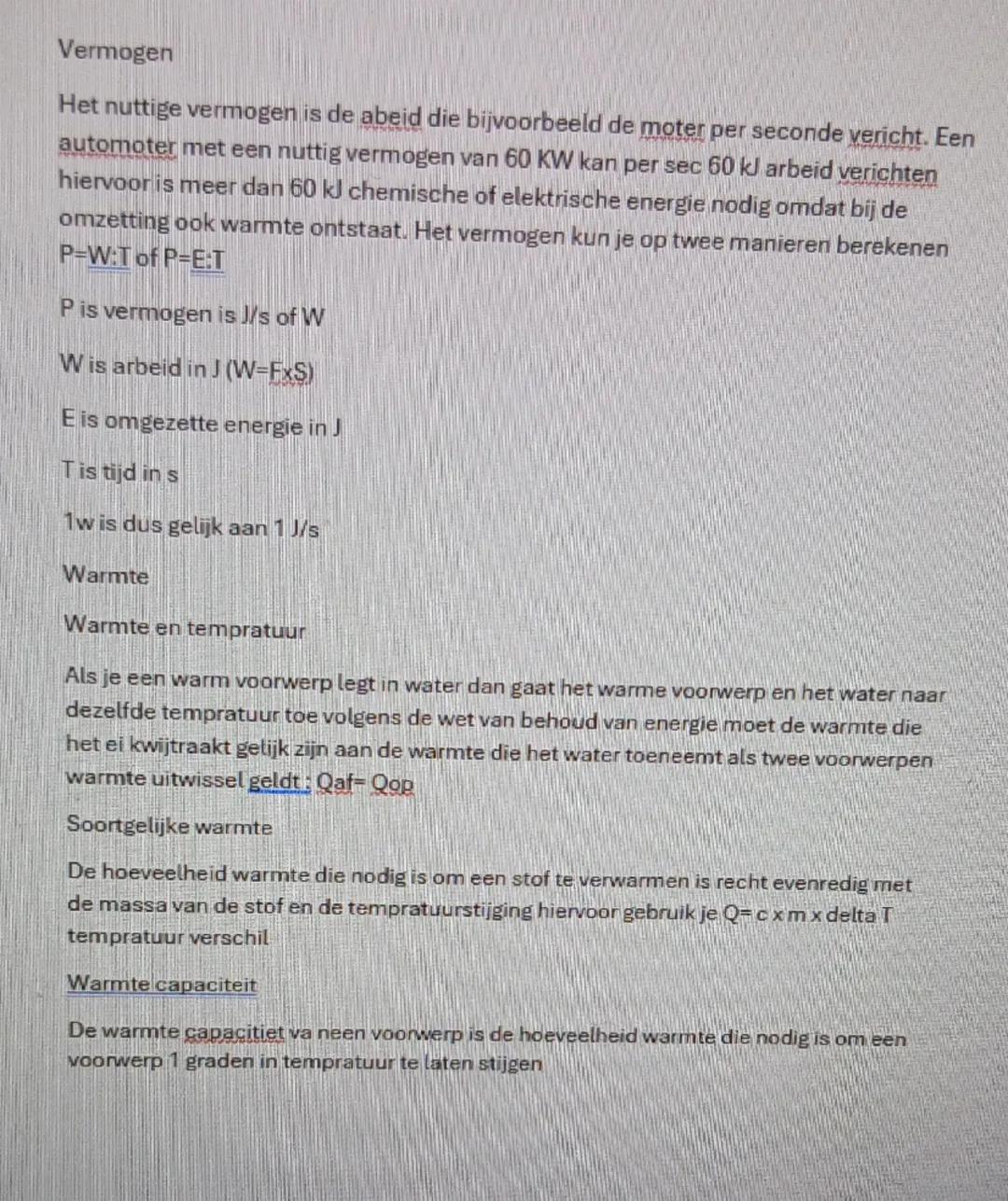Energievormen
Energie komt in verschillende vormen voor
- Elektrische energie E el
- Chemische energie E ch
- Warmte Q
- Zwaarte energie Ez
