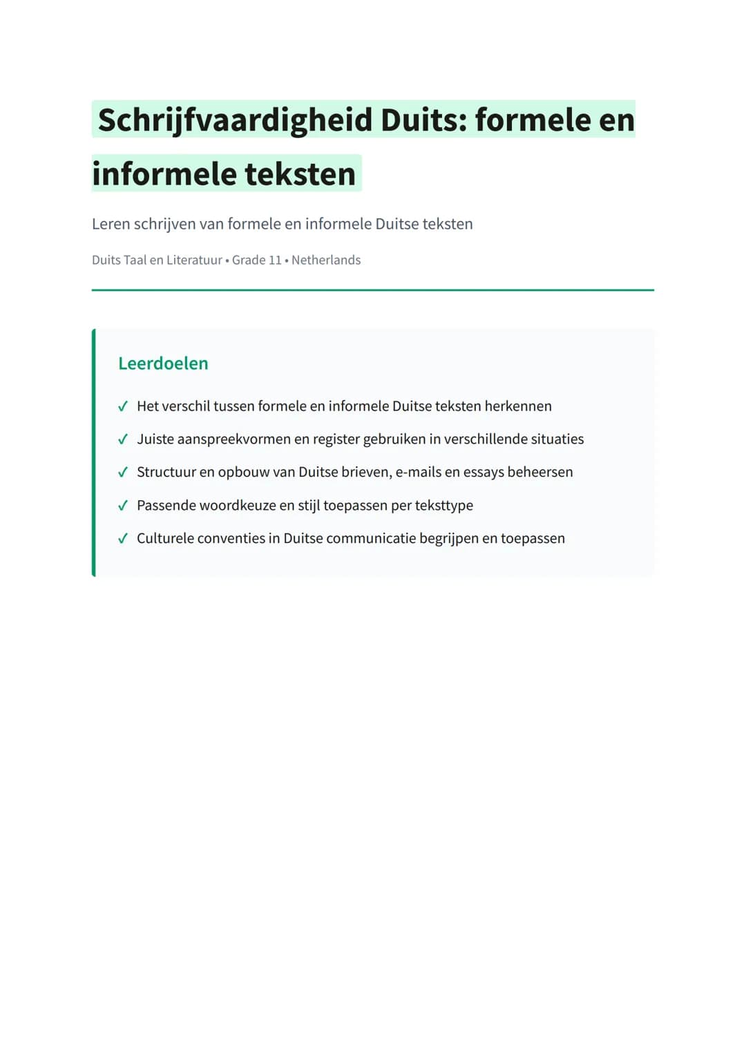 Schrijfvaardigheid Duits: formele en
informele teksten
Leren schrijven van formele en informele Duitse teksten
Duits Taal en Literatuur. Gra
