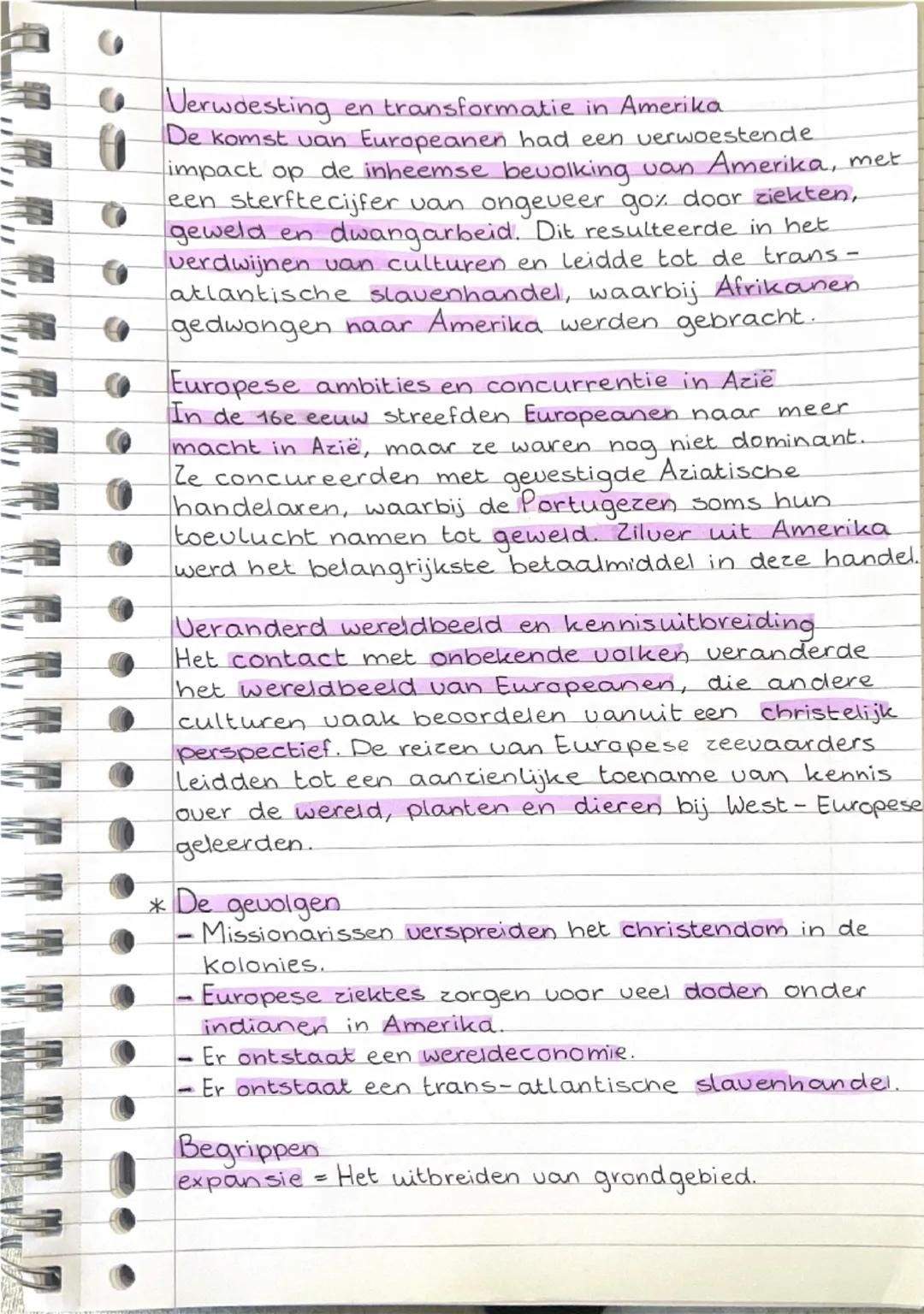 # Samenvatting

2.1

Europese overzeese expansie

In de 15e en 16e eeuw kwamen mensen in Amerika,..
Azië en Afrika voor het eerst in contact