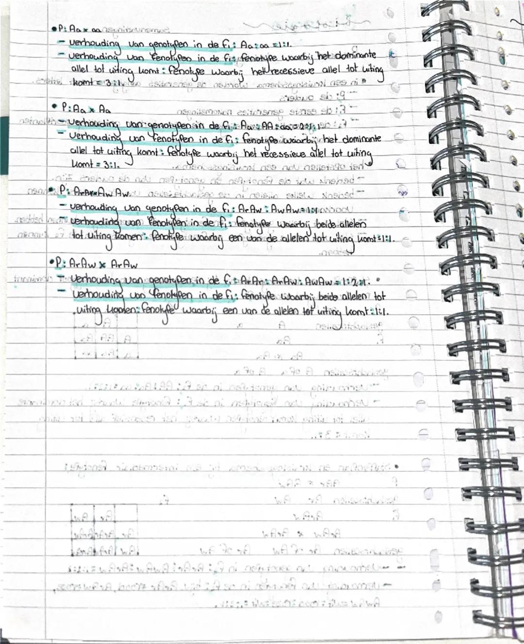 --- OCR Start ---
"biologie Samenvattingen
Basisstof 3 kruisingen
in een kruisingsschema Worden de generaties aangegeven met letters.
P: de 