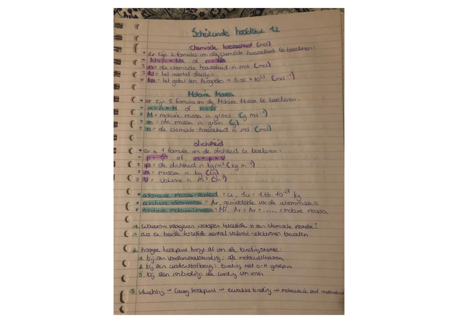 Scheikunde hoofdstuk 1.4
(
(
• Wet von behoud van massa: tijdens een chemische reactie gaat massa niet verloren
op Microniveau, Staat de mas