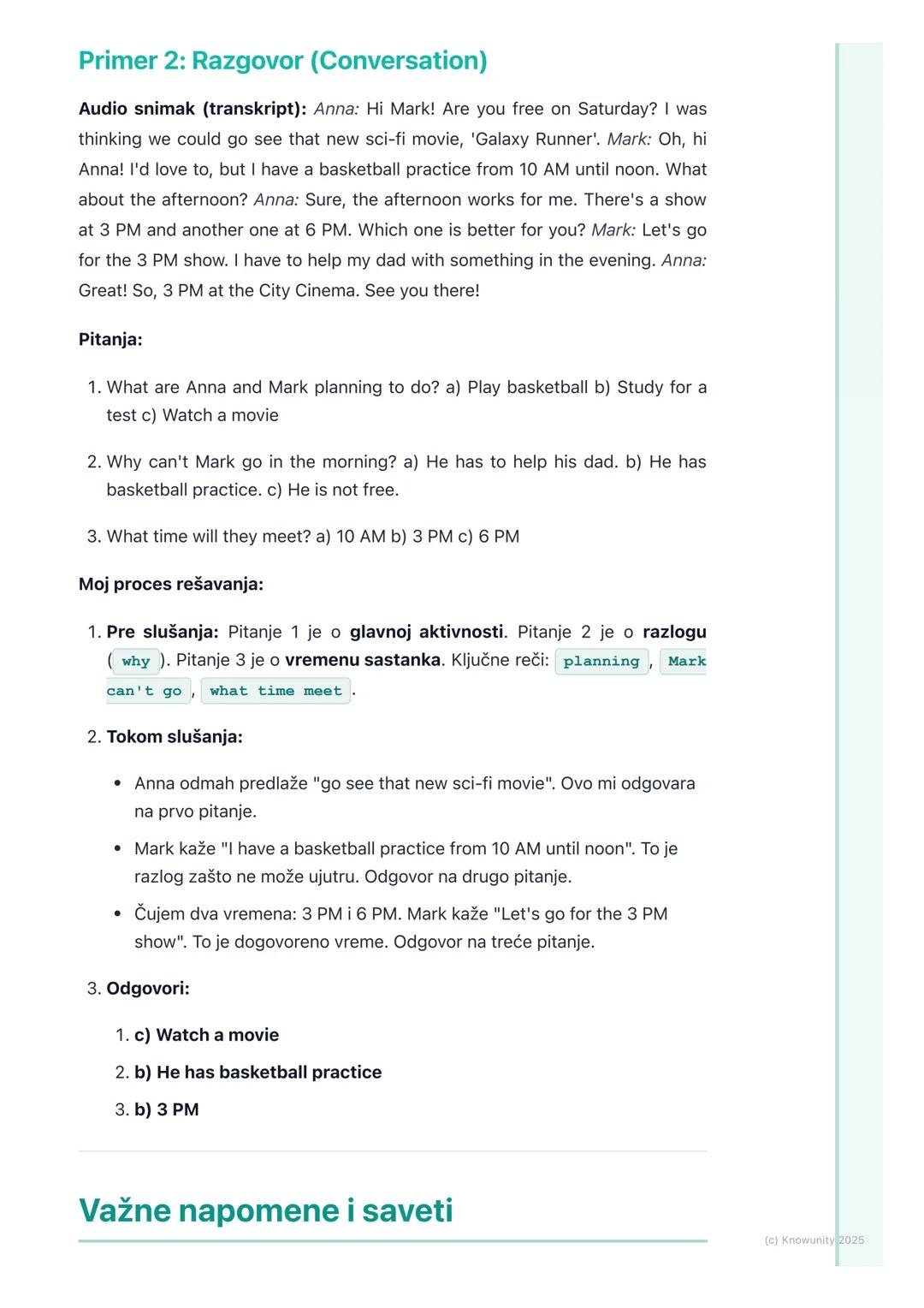 # Slušanje (Listening)

## Uvod u veštinu slušanja

Slušanje na engleskom nije samo pasivno primanje zvukova. To je aktivna
veština gde mora