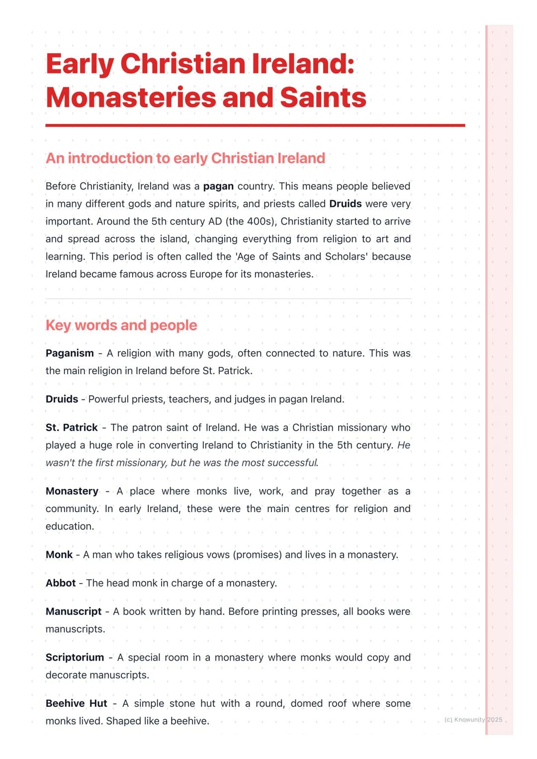 # Early Christian Ireland:
# Monasteries and Saints

An introduction to early Christian Ireland

Before Christianity, Ireland was a pagan co