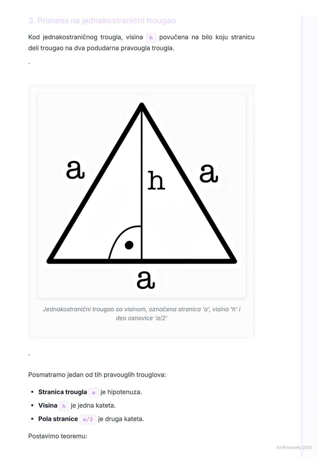 # Primena Pitagorine teoreme

Uvod u primenu Pitagorine teoreme

Pitagorina teorema ($a² + b² = c²$) ne važi samo za rešavanje zadataka sa
p
