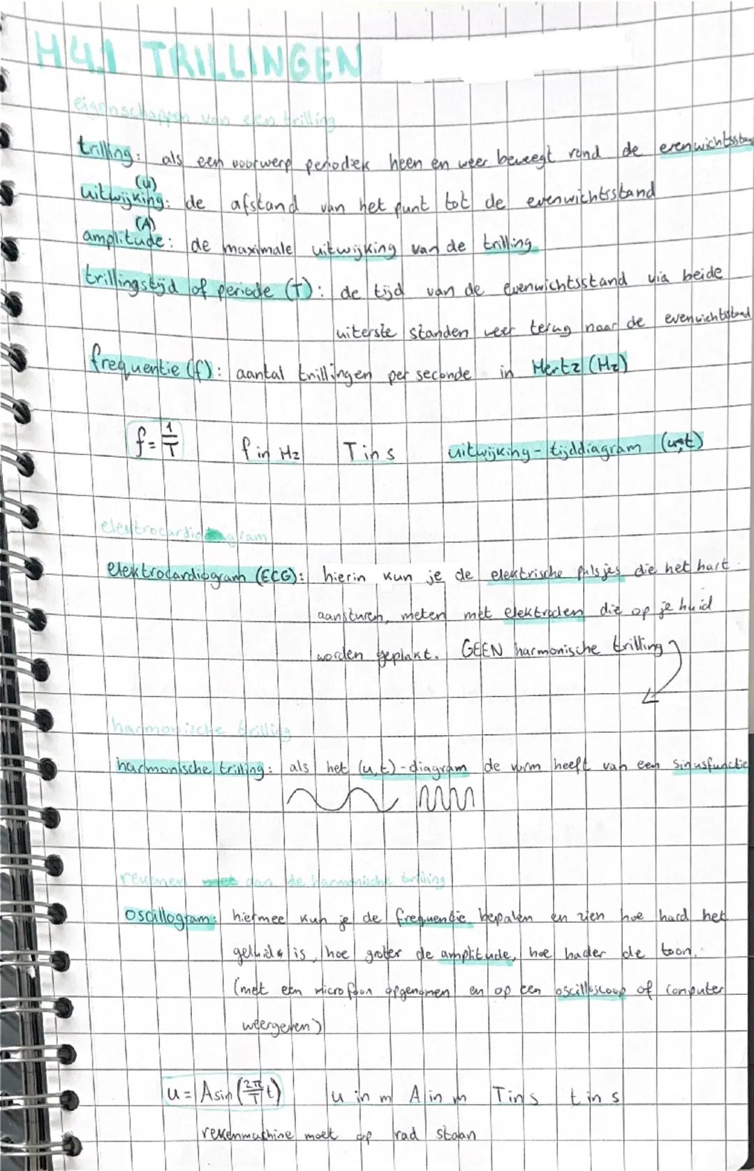 # HUI TRILLINGEN

trilling: als een voorwerp perodek heen en weer beweegt rond de evenwichtstu

uitwijking: de afstand van het punt tot de e