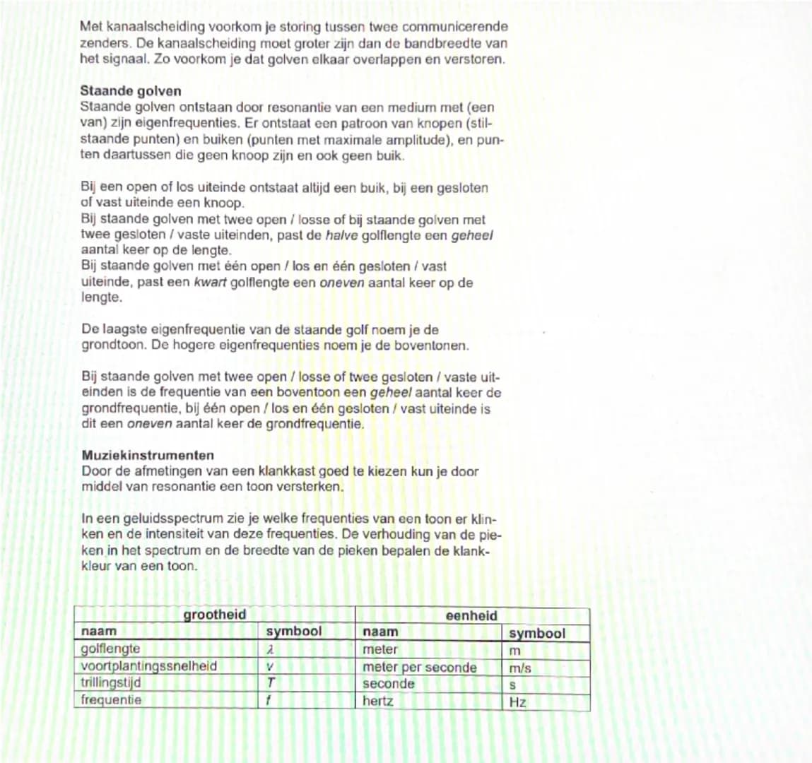 # 9 Golven

Lopende golven
Bij een lopende golf voeren punten na elkaar een trilling uit. In het
golfpatroon is de golflengte, de afstand wa
