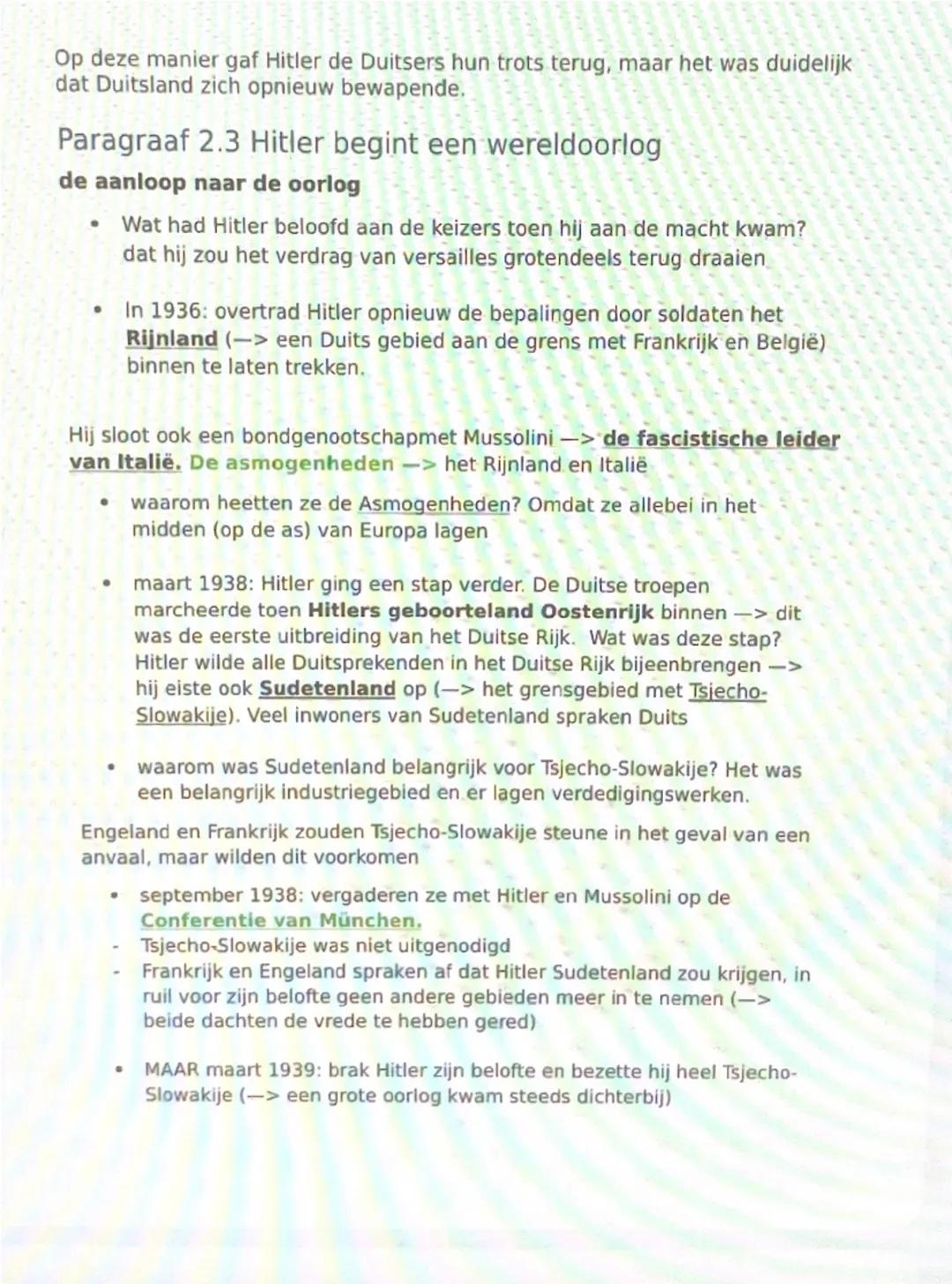 Geschiedenis hoofdstuk 2 paragraaf 2 en 3
Paragraaf 2.2
De ideeën van de Nazi's
De Duitsers waren teleurgesteld over de verloren oorlog en h