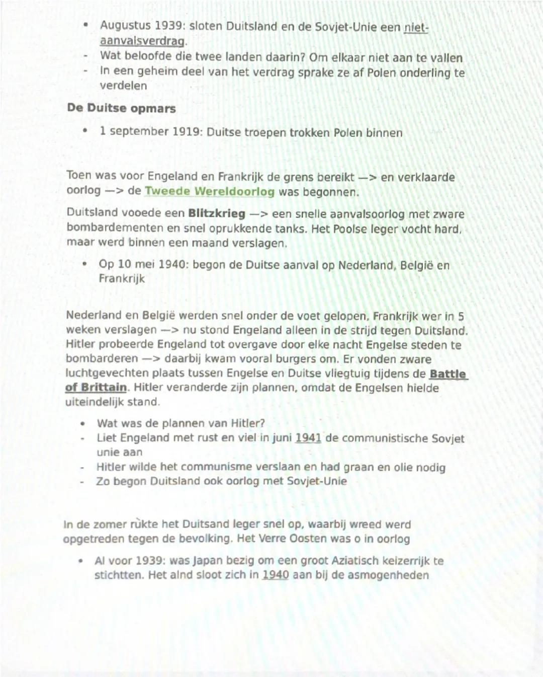 Geschiedenis hoofdstuk 2 paragraaf 2 en 3
Paragraaf 2.2
De ideeën van de Nazi's
De Duitsers waren teleurgesteld over de verloren oorlog en h