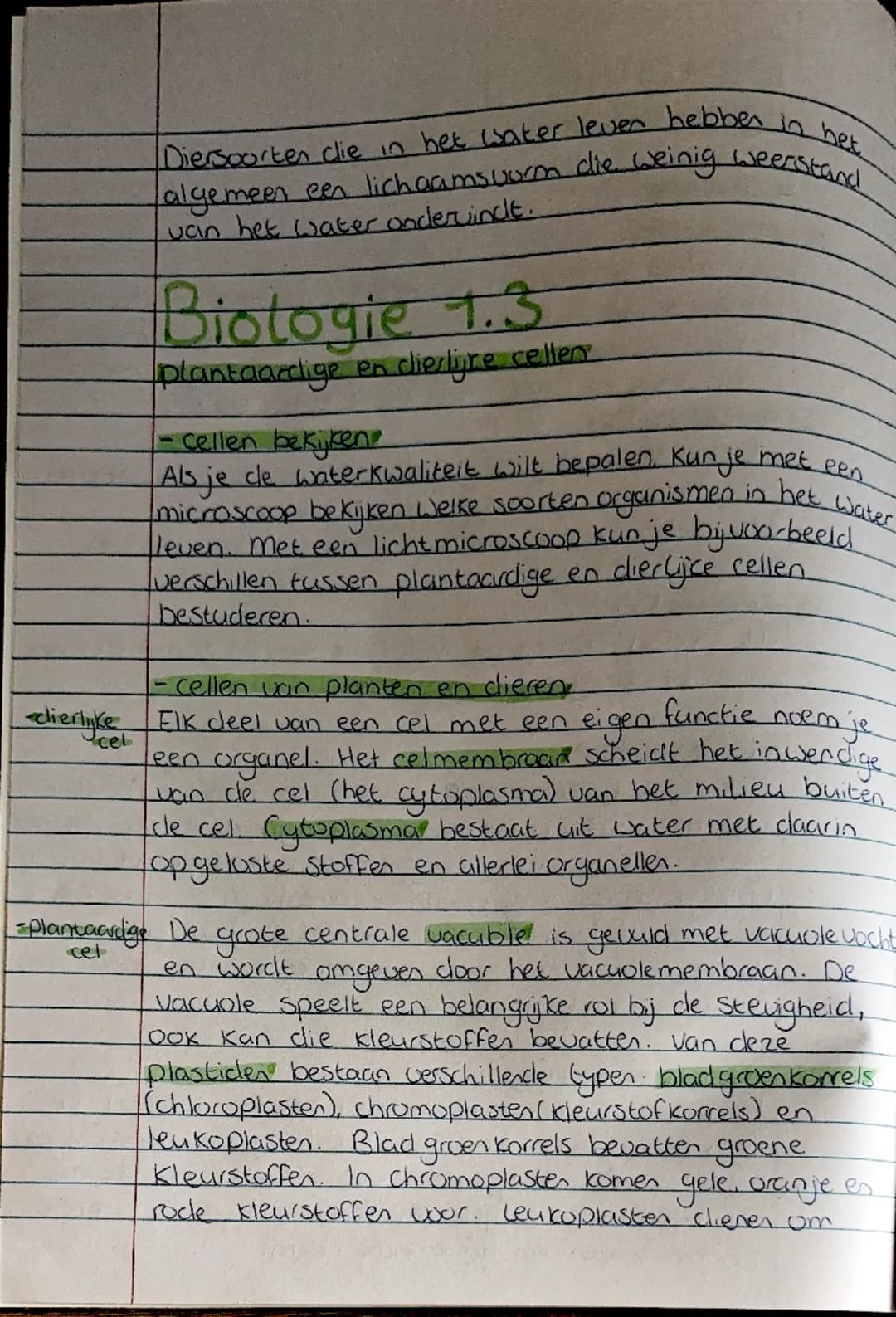 Biologie samenvatting hoofdstuk 1 paragraaf 3 