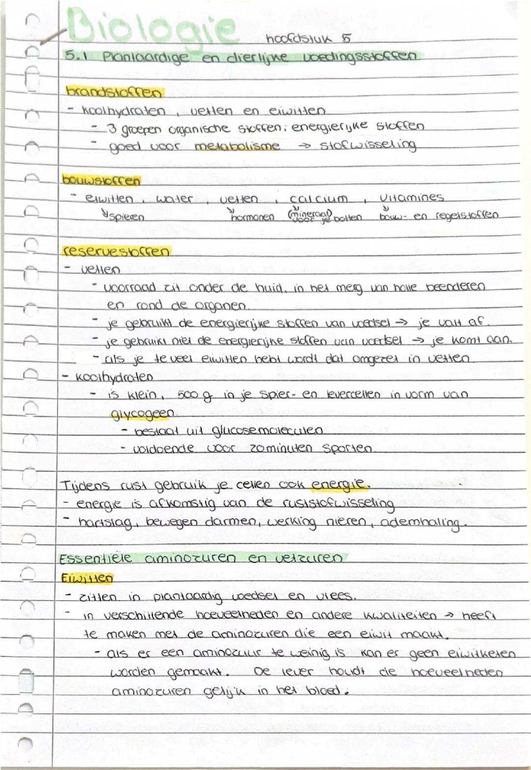 # Biologie  hoofdstuk 5

5.1 Plantaardige en dierlijke voedingsstoffen

## brandstoffen
- koolhydraten, vetten en eiwitten
- 3 groepen organ