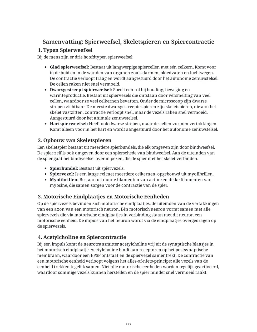Spierweefsel en Spiercontractie