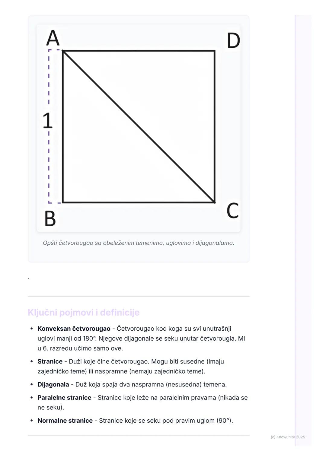 # Četvorougao

Uvod u četvorouglove

Četvorougao je geometrijska figura u ravni koja ima četiri stranice i četiri
temena (ugla). To je zatvo