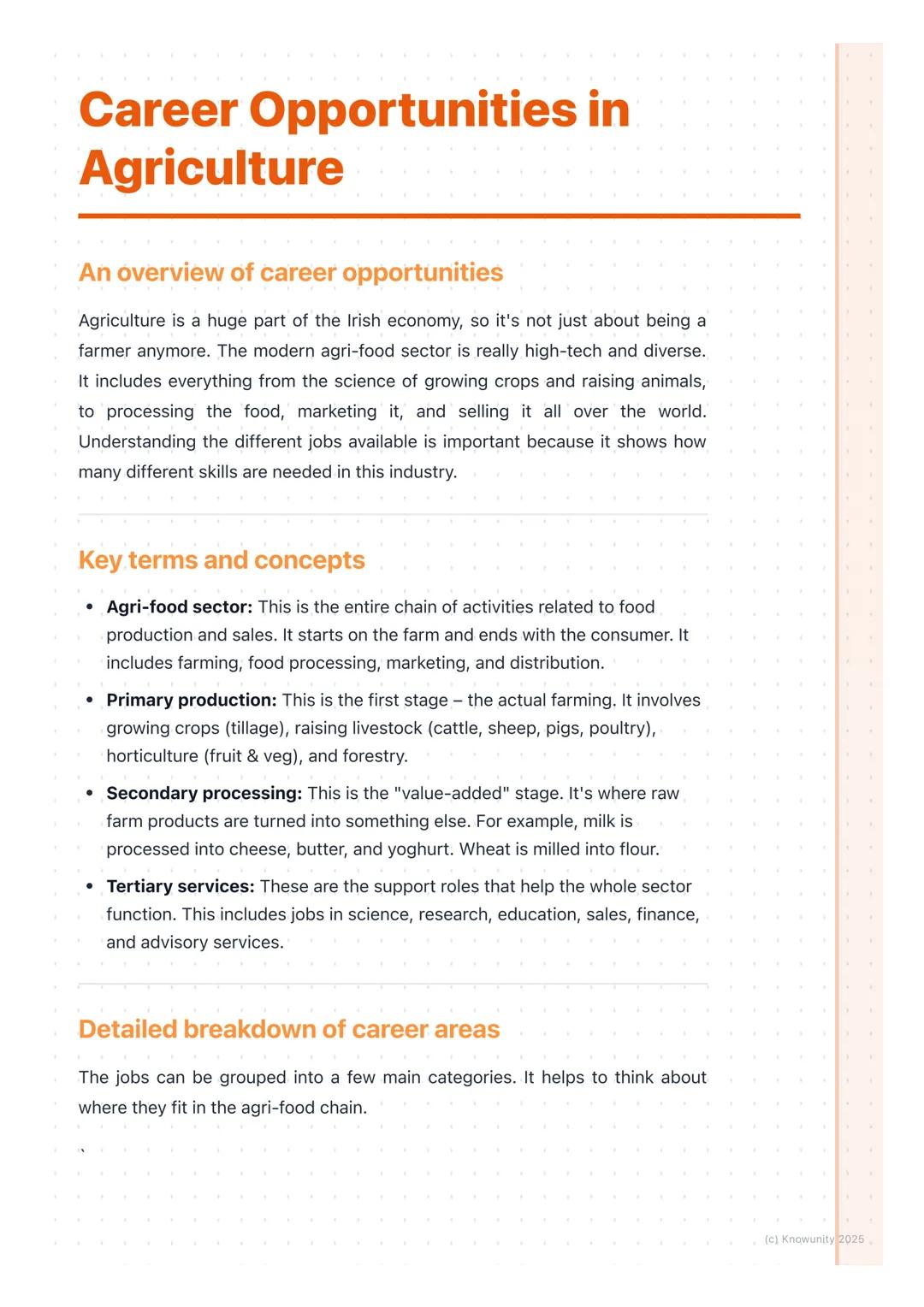# Career Opportunities in
Agriculture

An overview of career opportunities

Agriculture is a huge part of the Irish economy, so it's not jus