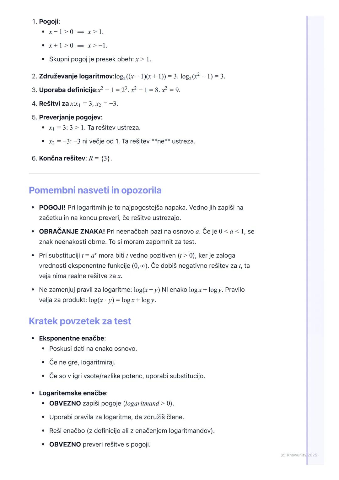 # Eksponentne in logaritemske
enačbe ter neenačbe

Uvod in pregled

Eksponentne in logaritemske enačbe so tiste, kjer se neznanka x pojavi v