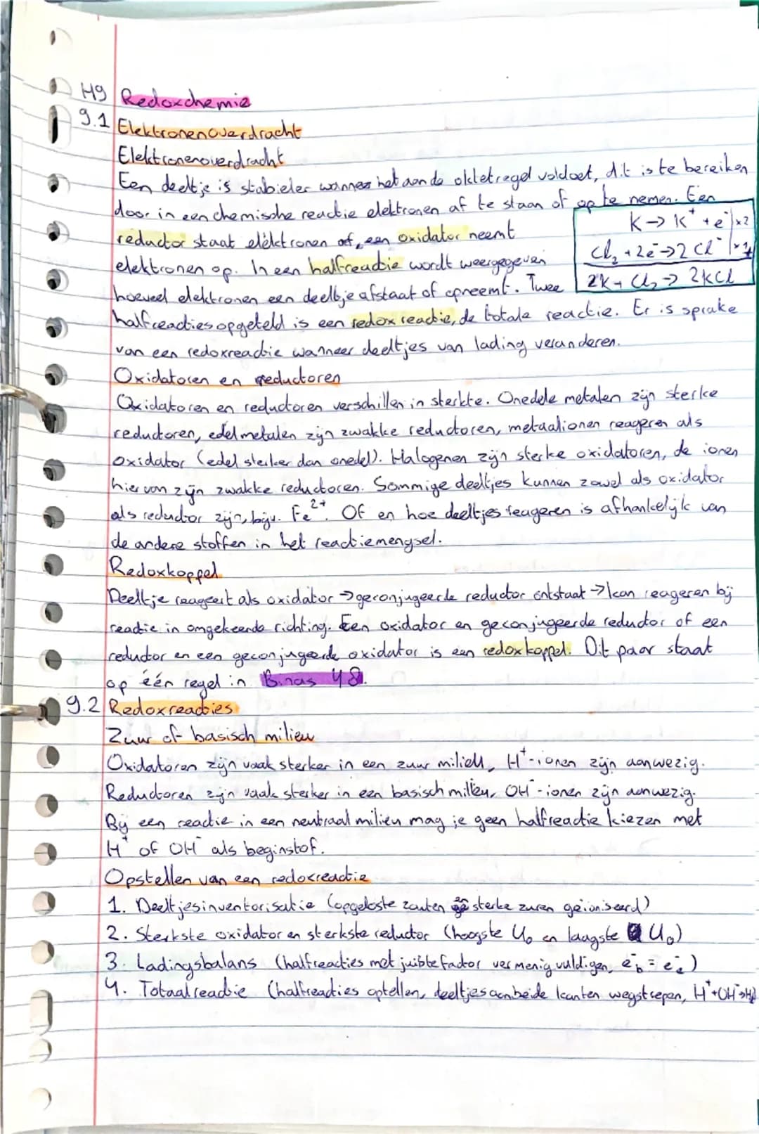 # 9 Redoxchemie

## 9.1 Elektronenoverdracht
Elektronenoverdracht
Een deeltje is stabieler wanneer het aan de oktetregel voldoet. Dit is te 