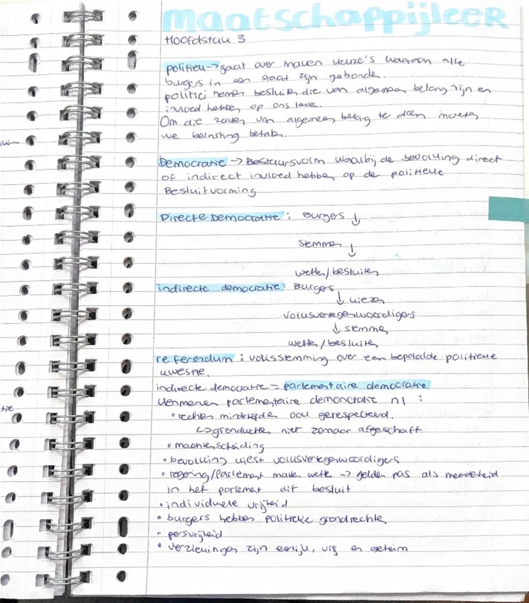 ## Maatschappijleer

### Hoofdstuk 3

Politiek → gaat over mazen ucuze's waarom alle
burgers in een staat zijn gebonden.
Politici nemen besl