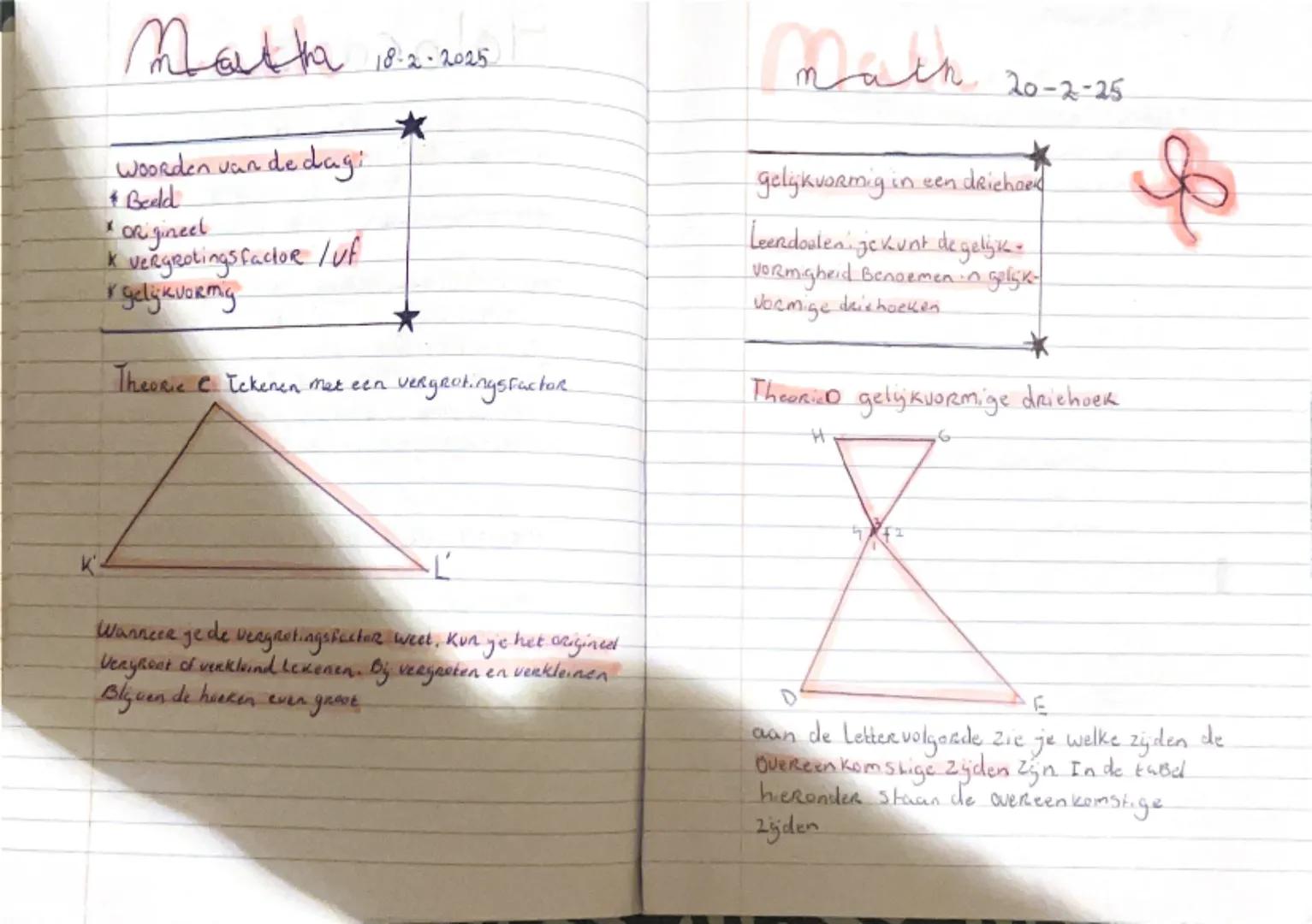 ## Martha 18-2-2025

Woorden van de dag:
* Beeld
* origineel
* vergrotingsfactor /vf
* gelijkvormig

Theorie C: Tekenen met een vergrotingsf