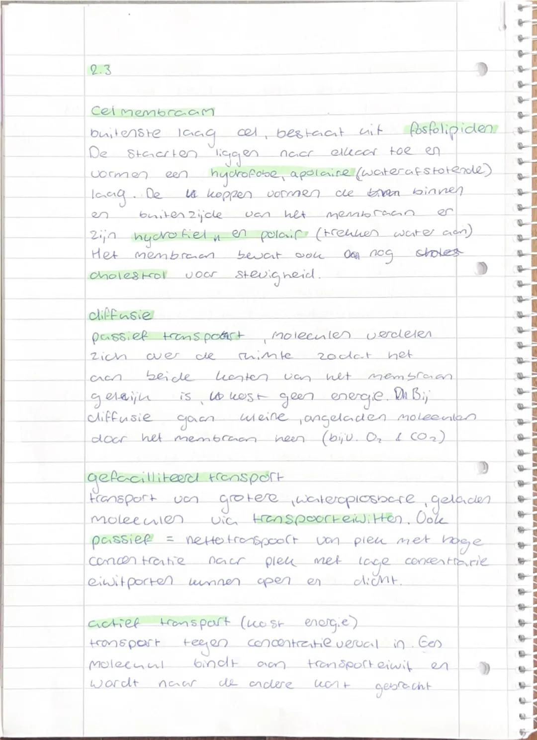 Biologie 2.3 celmembraan en transport 