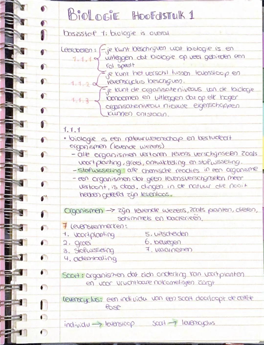 Biologie hoofdstuk 1