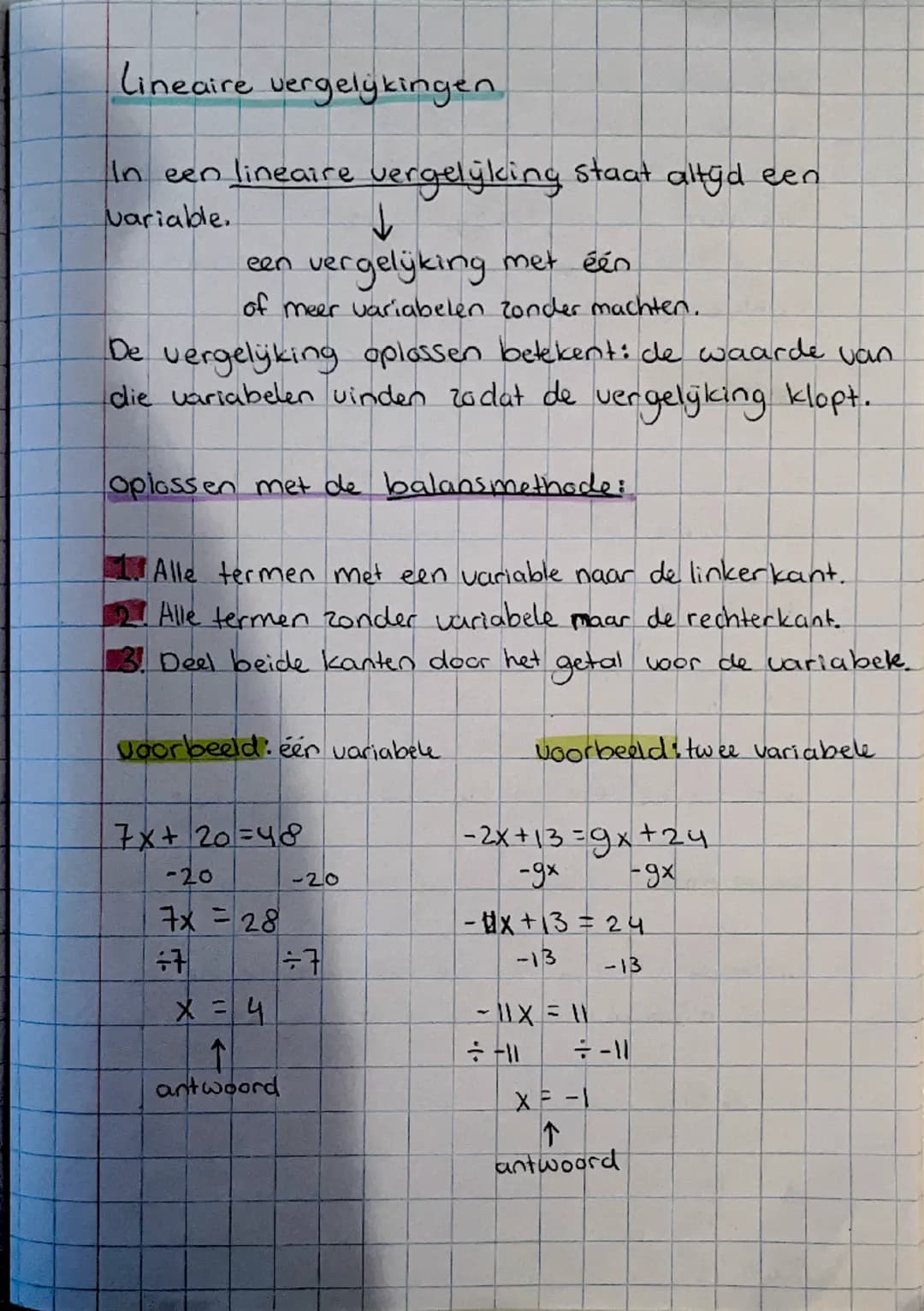 Lineaire vergelijkingen 