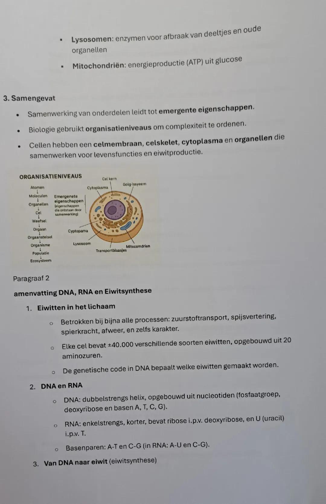 Samenvatting Biologie:

Paragraaf 1

Cellen en Organisatieniveaus

1. Organisatieniveaus

- Biologie onderzoekt structuren op verschillende 