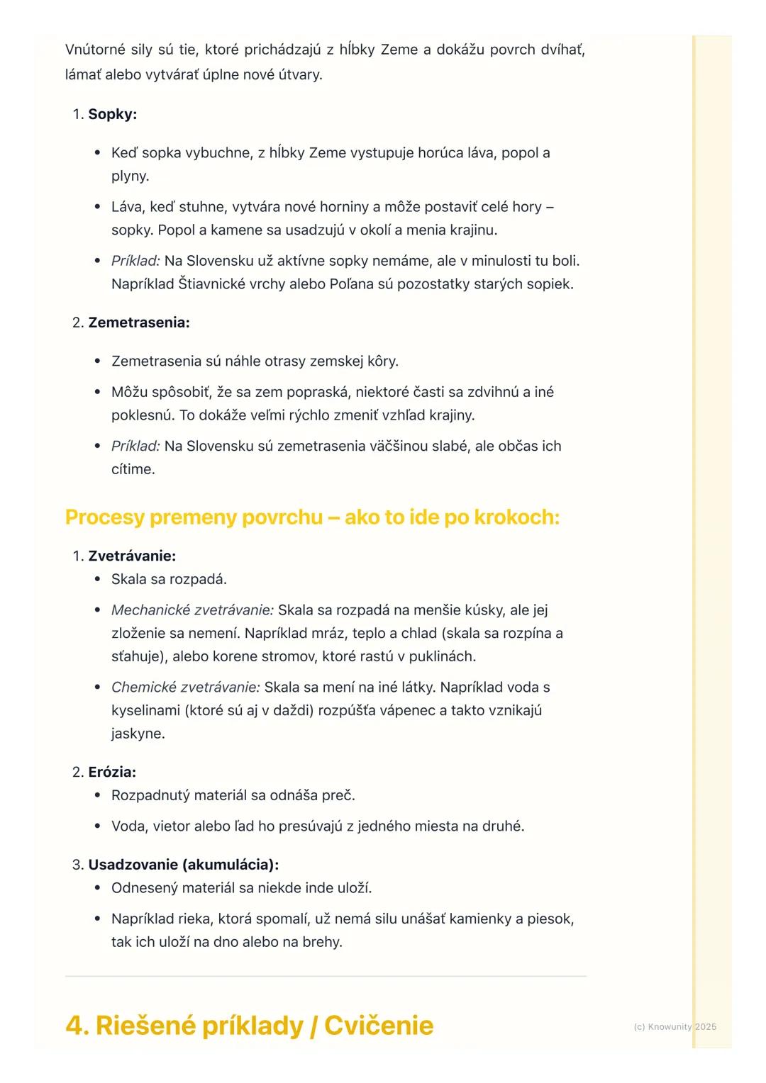 # Vznik a premeny povrchu

1. Prehľad, ako sa mení povrch Zeme

Povrch Zeme, to je všetko, čo vidíme okolo seba hory, údolia, rieky, roviny.