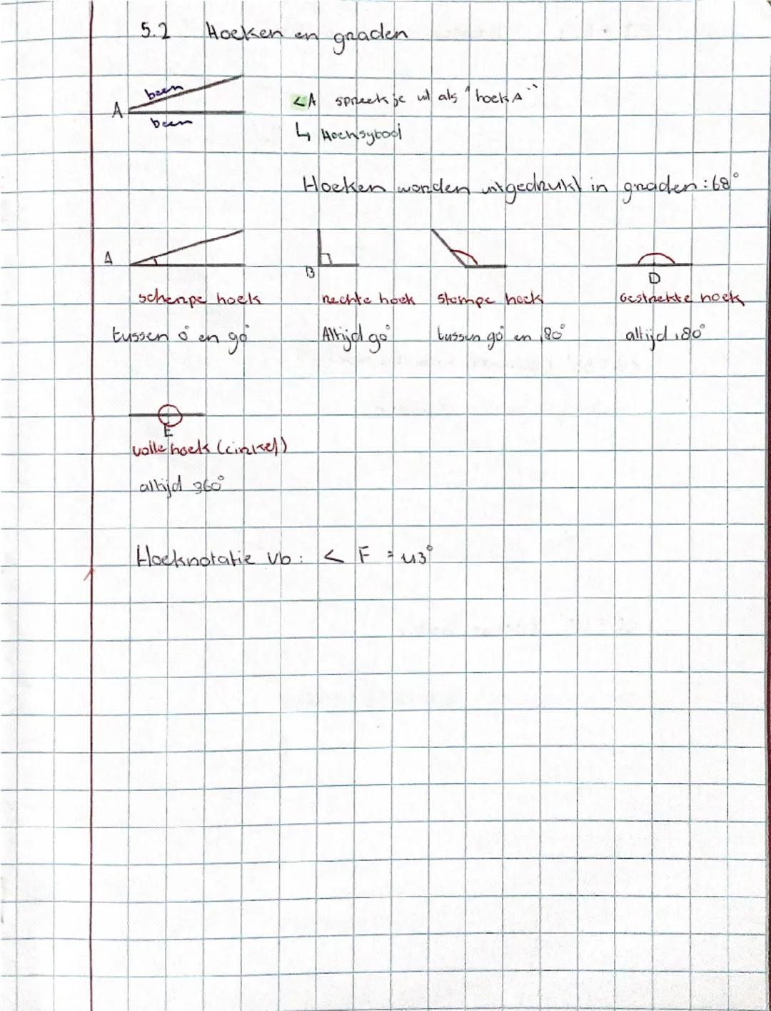 # Hoofdstuk 5

**5.1 lijnen, lijnstuk, en halve lijn**

lijnstuk:  heeft 2 eindpunten

halve lijn: heeft 1 eindpunt

lijn: heeft 0 eindpunte