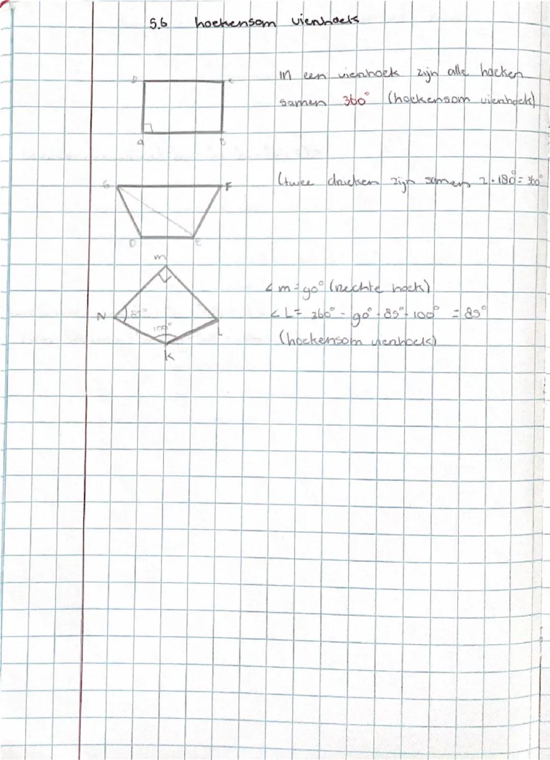 # Hoofdstuk 5

**5.1 lijnen, lijnstuk, en halve lijn**

lijnstuk:  heeft 2 eindpunten

halve lijn: heeft 1 eindpunt

lijn: heeft 0 eindpunte