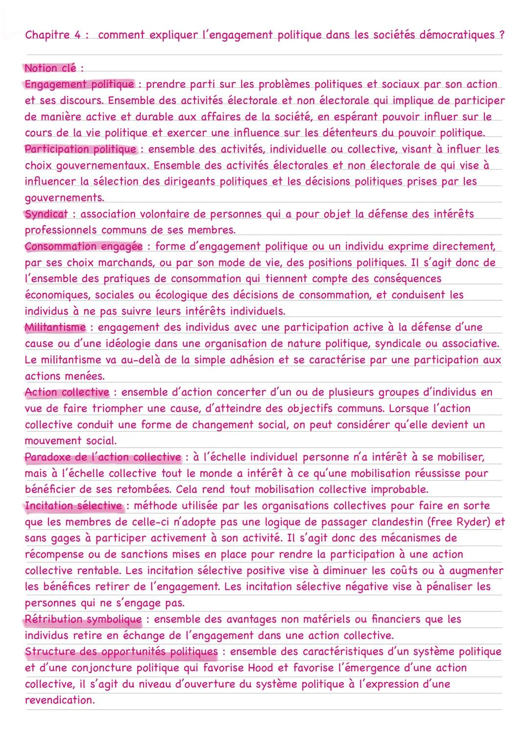 # Chapitre 4: comment expliquer l'engagement politique dans les sociétés démocratiques ?

Notion clé :

Engagement politique: prendre parti 