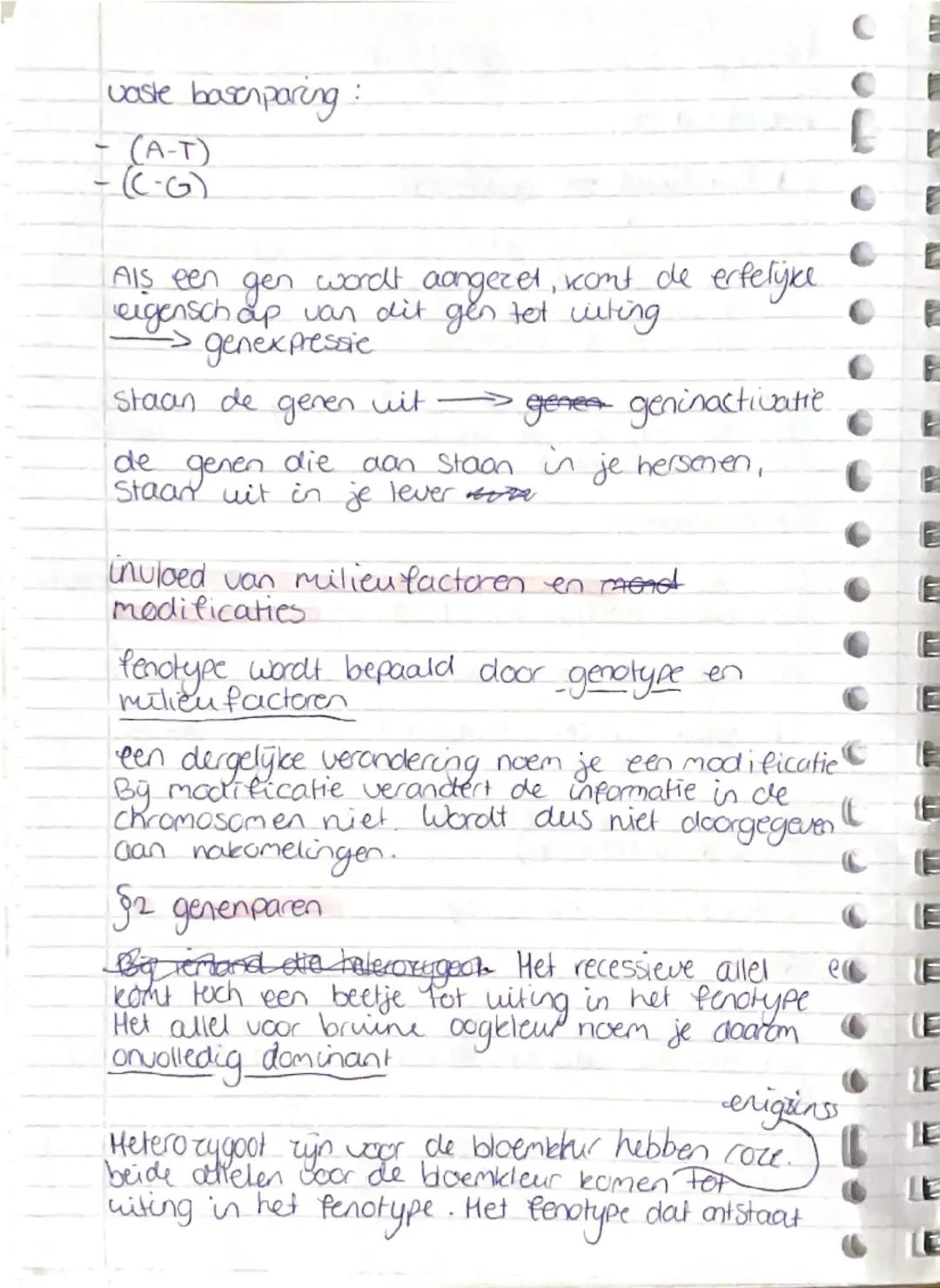 ## biologie Pww2 hoofdstuk 3 en 4

## hoofdstuk 3:

### §1 fenotypen en genotypen

De informatie voor alle erfelijke eigenschappen van een i