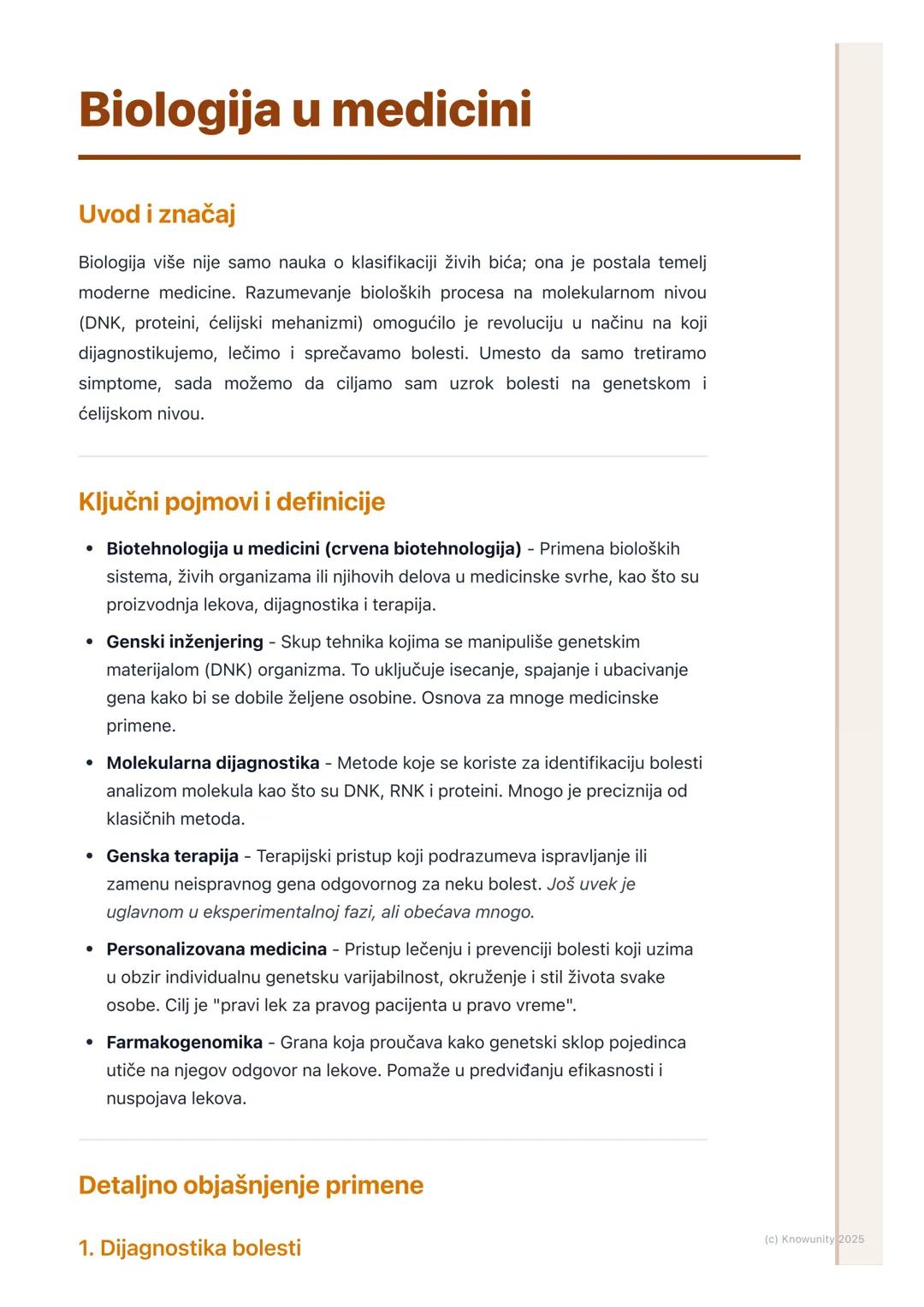 # Biologija u medicini

Uvod i značaj

Biologija više nije samo nauka o klasifikaciji živih bića; ona je postala temelj
moderne medicine. Ra