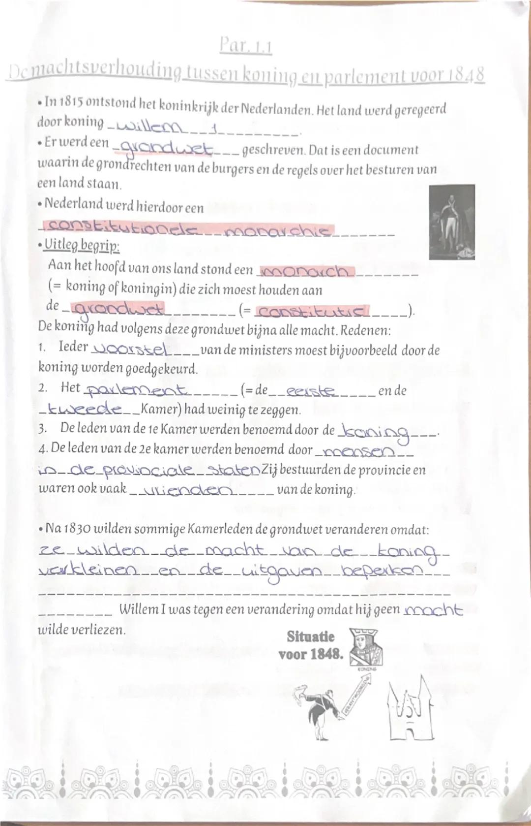# Geschiedenis 41 Begrippenlyst.
- Constitutionele Monarchie
  Een land met een boning (in) die zich
  moest houden aan de grondwet
- Republ