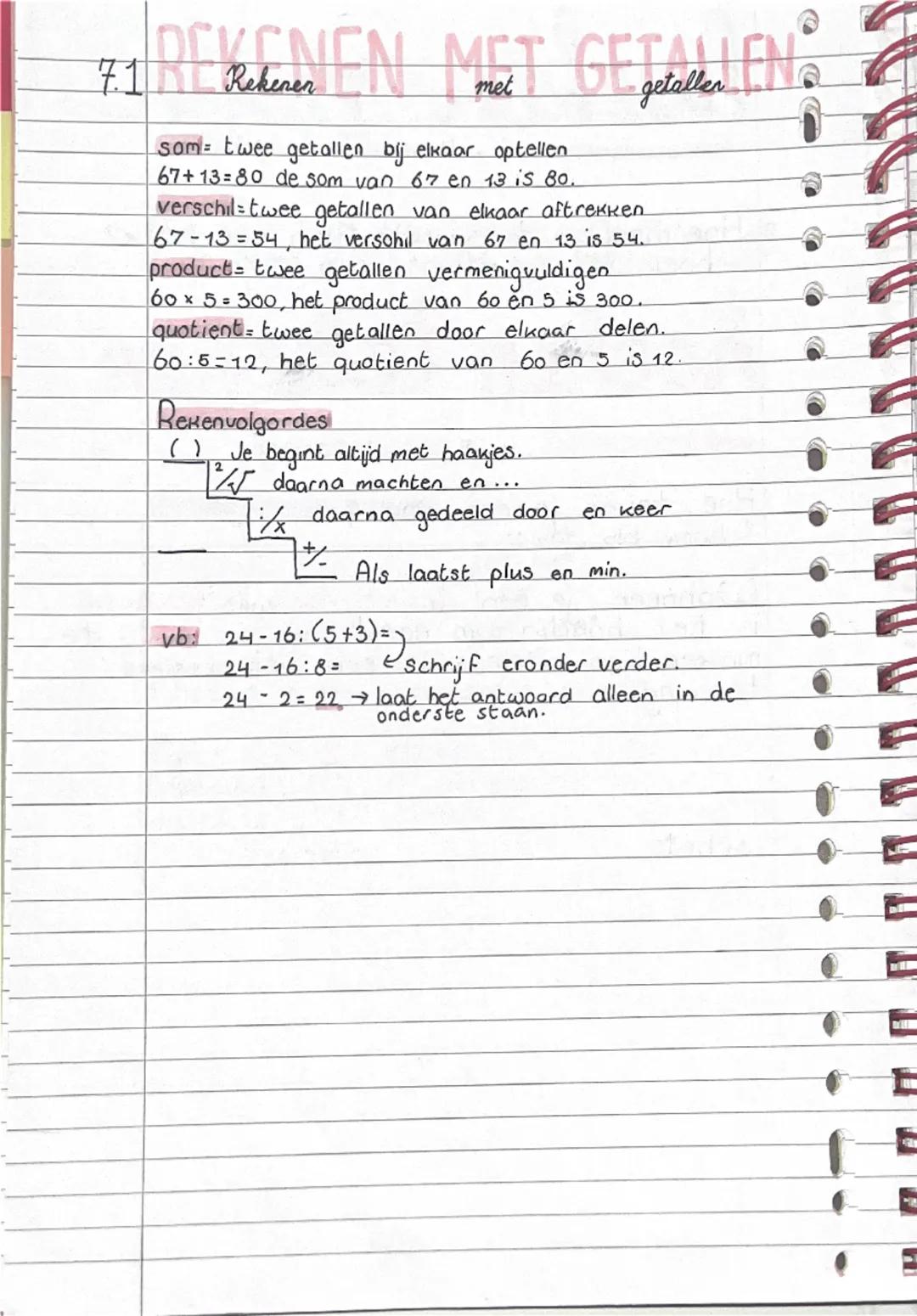 # REKENEN MET GETALLEN

Rekenen met getallen

som: twee getallen bij elkaar optellen
67 + 13 = 80 de som van 67 en 13 is 80.

verschil: twee