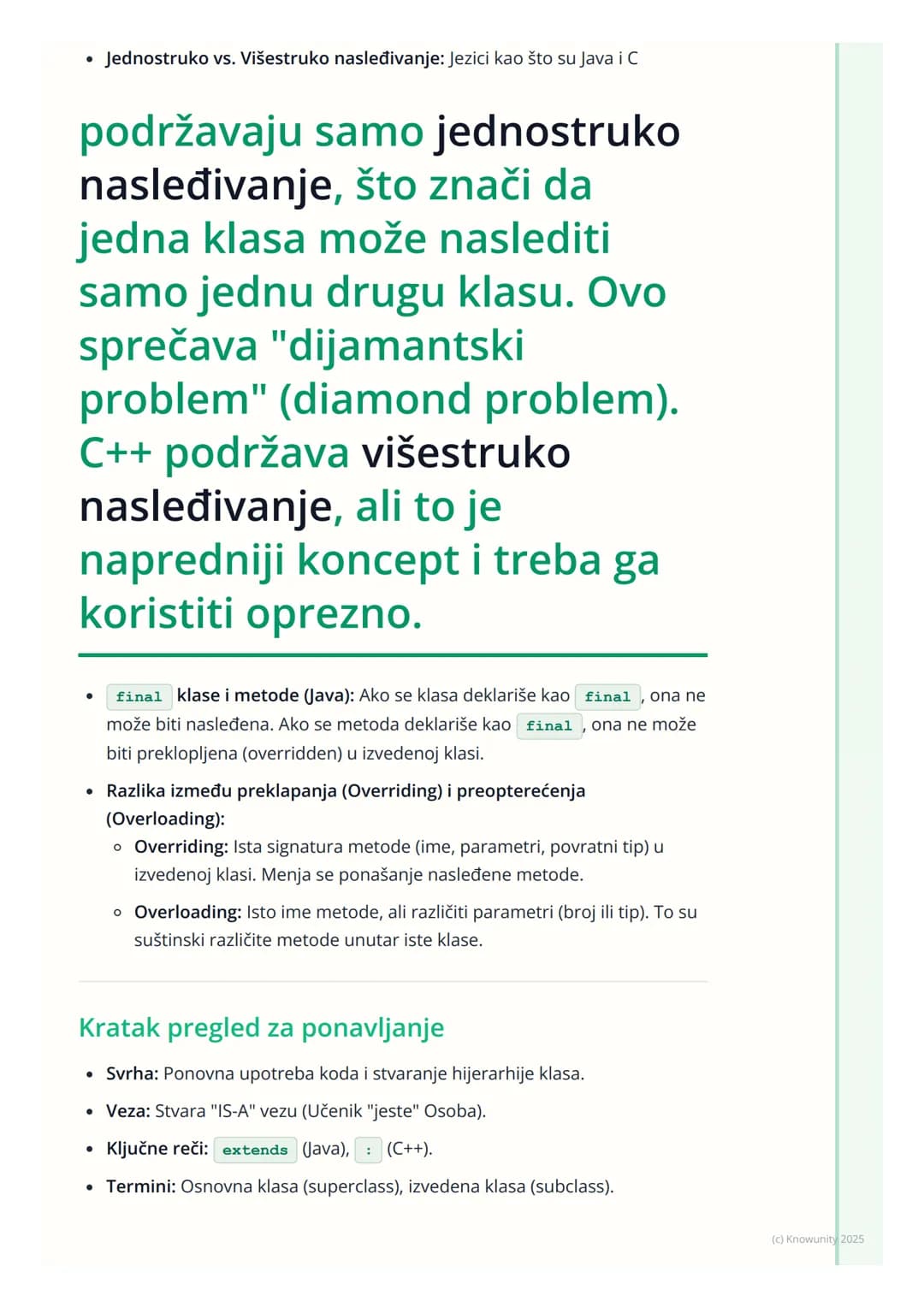 # Nasleđivanje

Uvod u nasleđivanje

Nasleđivanje je jedan od osnovnih stubova objektno-orijentisanog
programiranja (OOP), pored enkapsulaci