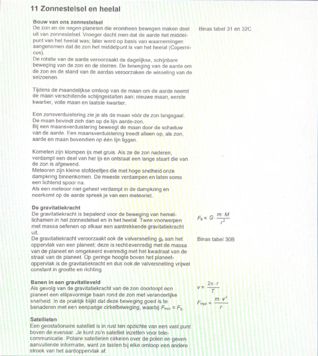# 11 Zonnestelsel en heelal

Bouw van ons zonnestelsel
De zon en de negen planeten die eromheen bewegen maken deel Binas tabel 31 en 32C
uit