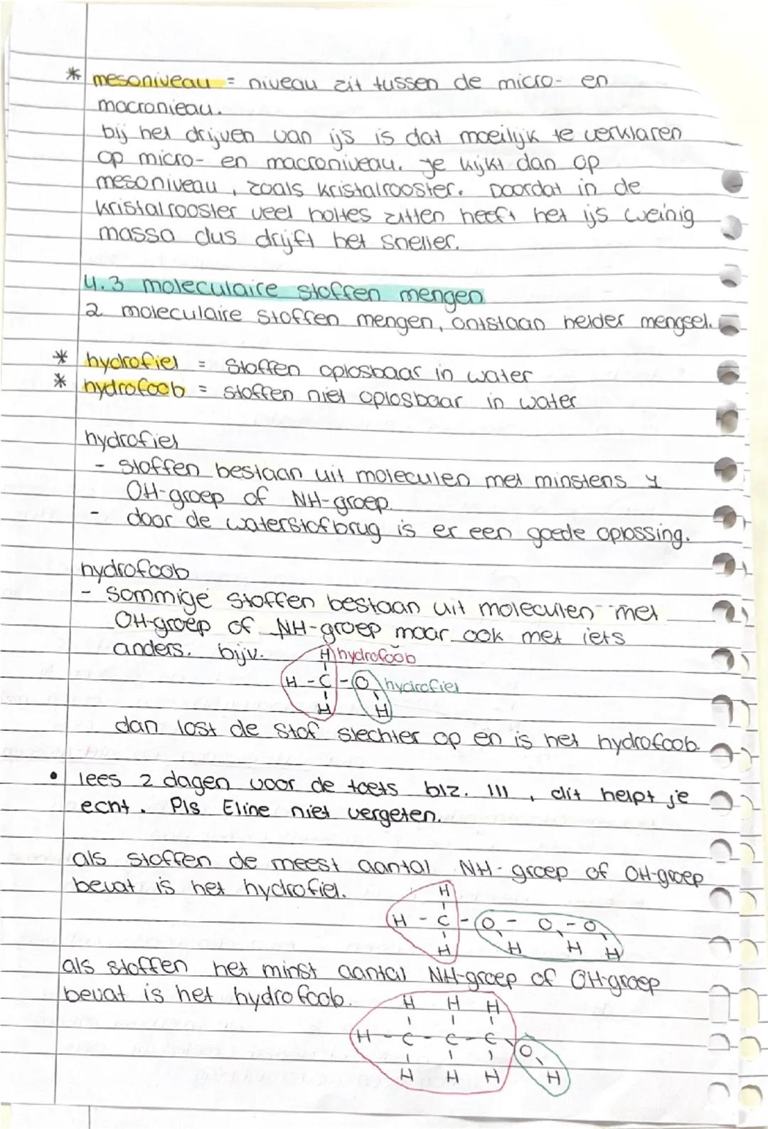## Scheikunde

### 4.1 Vanderwaalsbinding

- van der waals kracht = stoffen trekken elkaar aan in vaste en vloeibare fase.
- Vanderwaalsbind