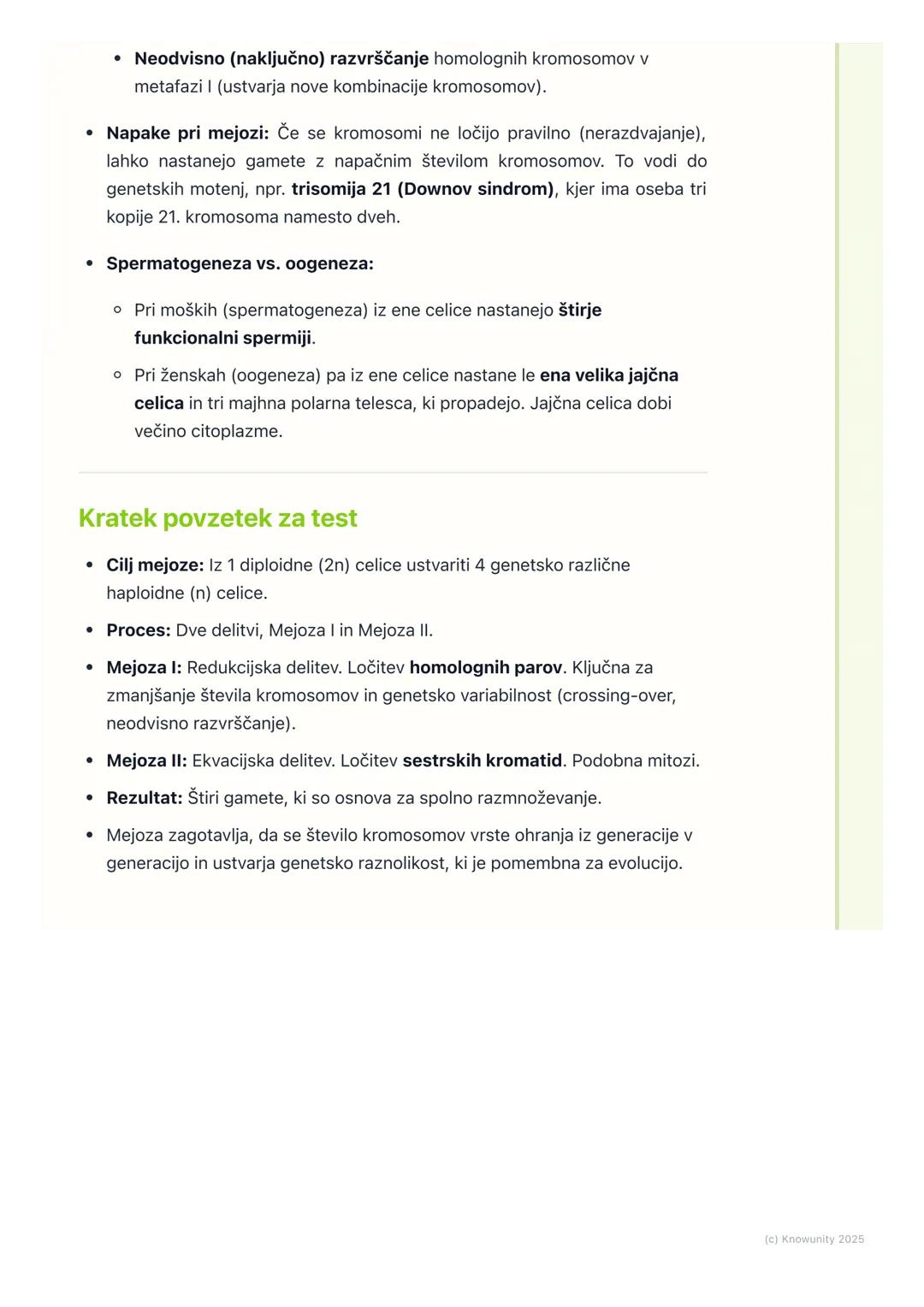 # Mejoza in nastanek spolnih
celic

Uvod v mejozo

Mejoza je poseben tip celične delitve, ki je ključen za spolno razmnoževanje.
Pri tem pro