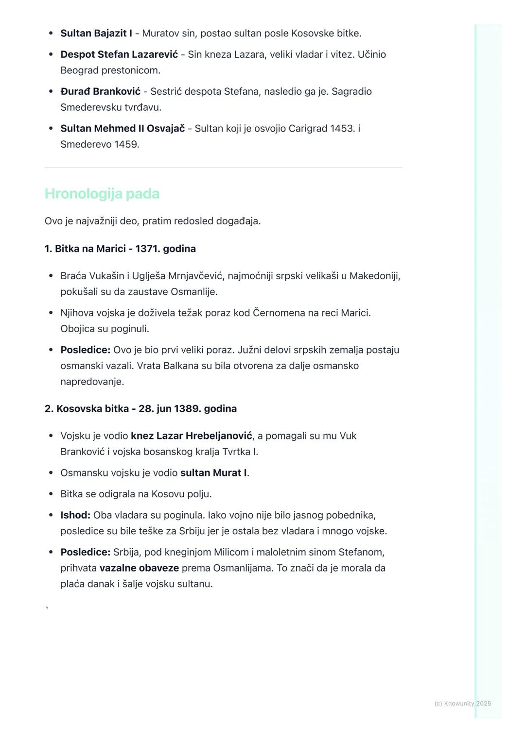 # Pad srpskih država i
despotovine

Uvod u pad srpskih država

Posle smrti cara Dušana, njegovo veliko carstvo je počelo da slabi i da se
ra