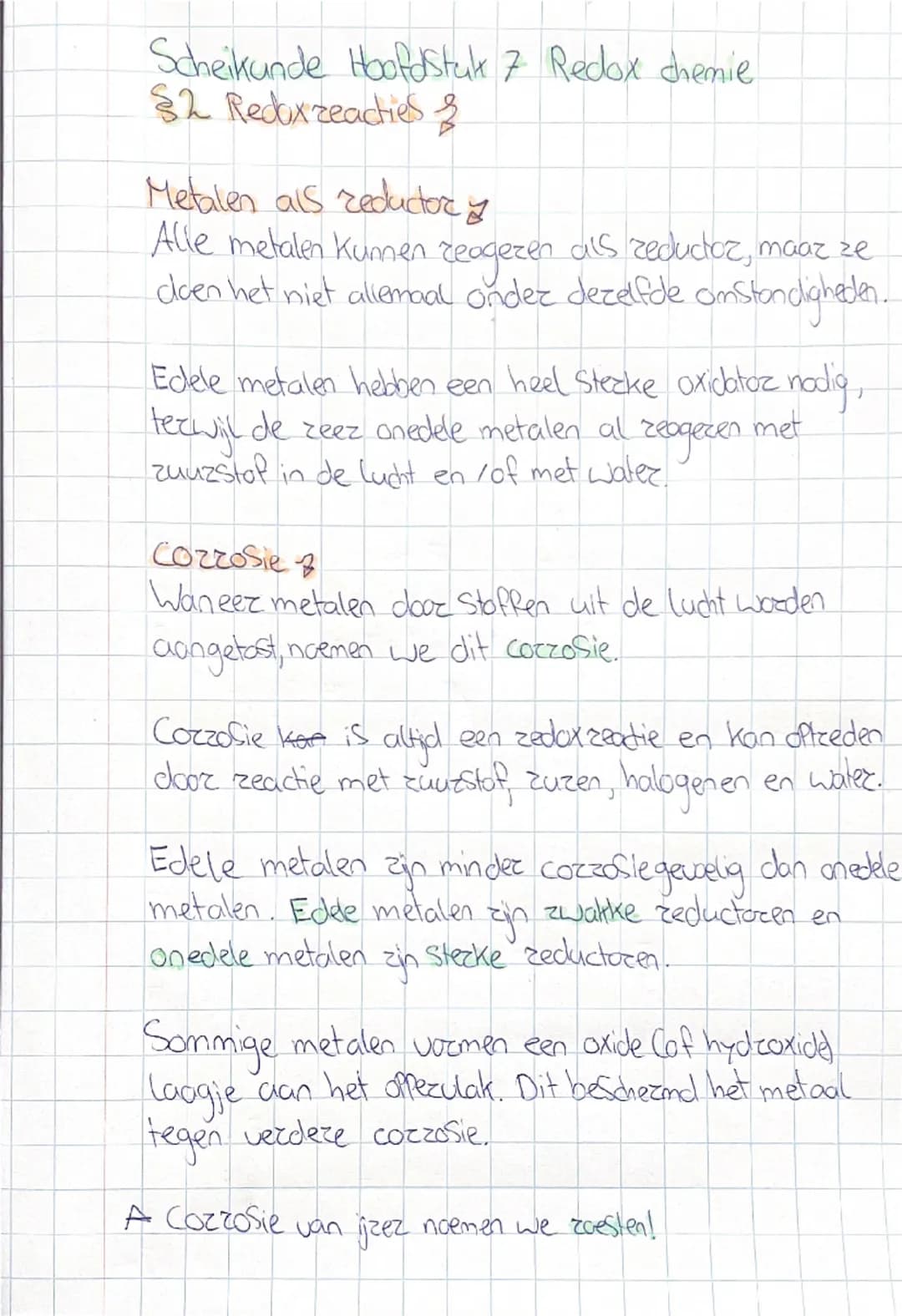 Scheikunde Hoofdstuk 7 Redox chemie
§2 Redox reacties
Leezdoelen.
1. Je kunt een totaal zeache van een redoxzeactie
opstellen met behulp van