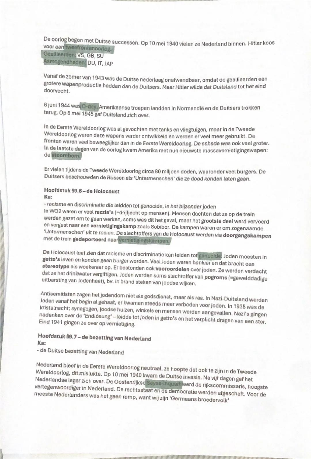 Geschiedenis samenvatting periode 4
Hoofdstuk 59.1-De Eerste Wereldoorlog
Ka:
- het voeren van twee wereldoorlogen
- verwoesting op niet eer