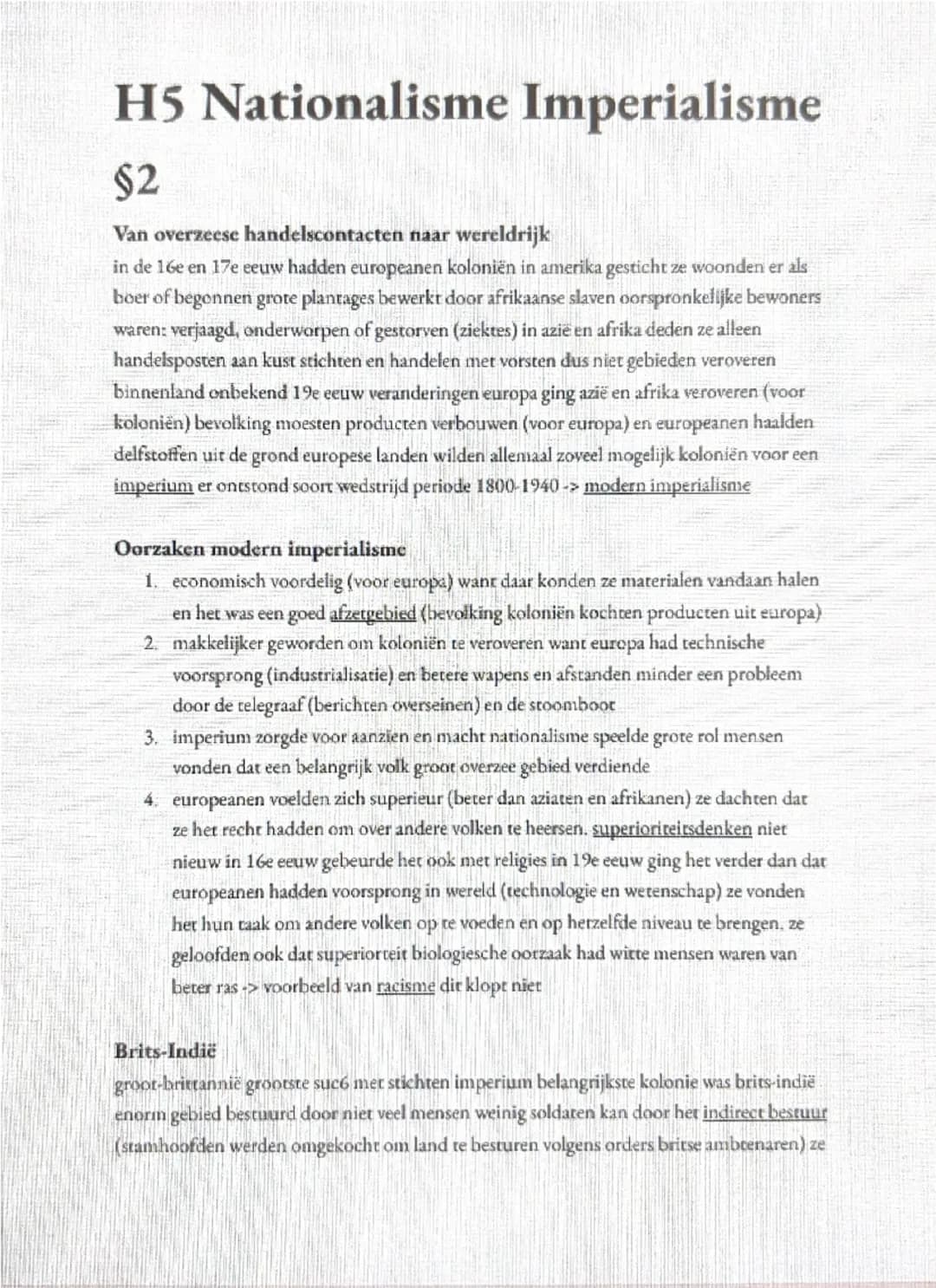 Geschiedenis samenvatting Vwo 2 Nationalisme Imperialisme