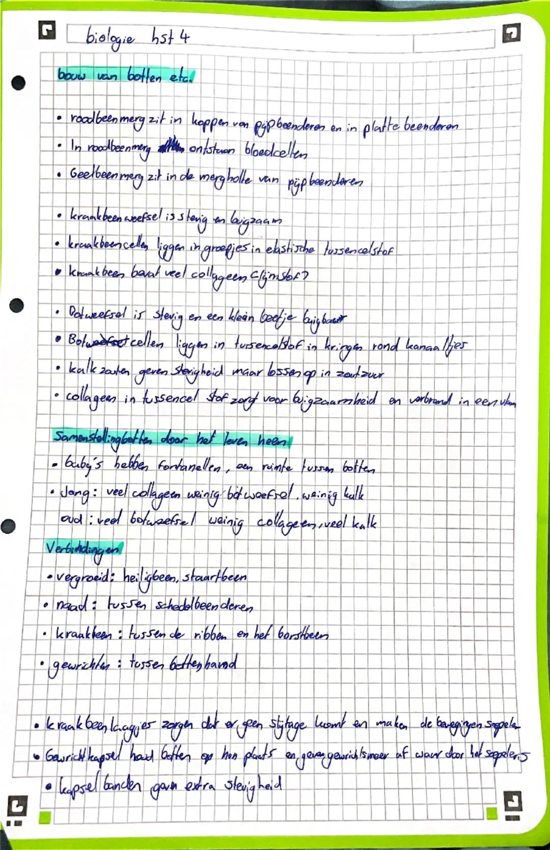 •
biologie hst 4
bouw van botten etc!
• roodbeen merg zit in koppen van pijpbeenderen en in platte beenderen
• In roodbeenmerg ontstaan bloe