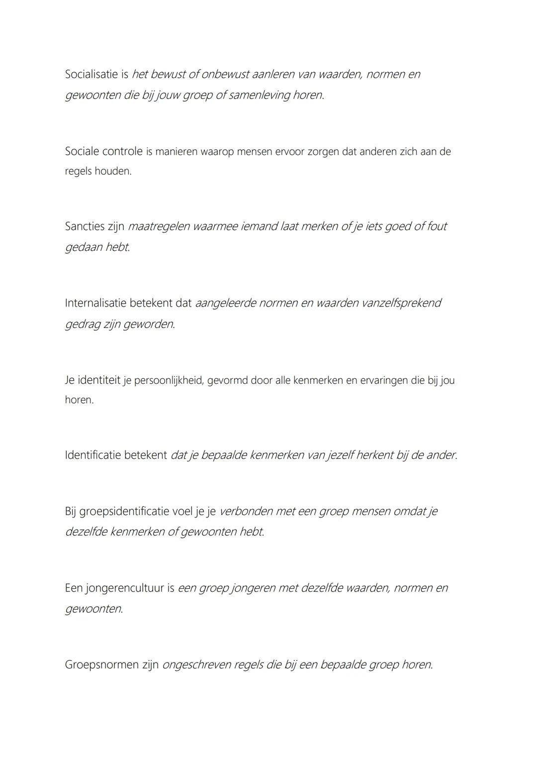 # Samenvatting Cultuur en identiteit

# Cultuur

Al vanaf je geboorte leer je van alles. Wat precies, heeft te maken met de cultuur
waarin j